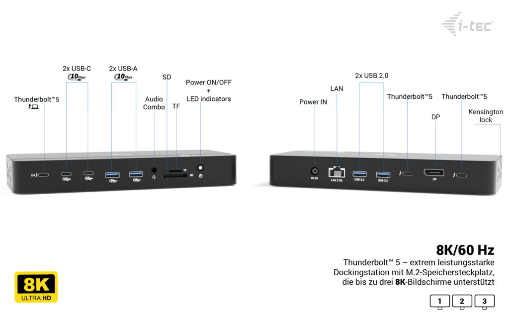 i-tec THUNDERBOLT 5 DOCK 3X LCD
