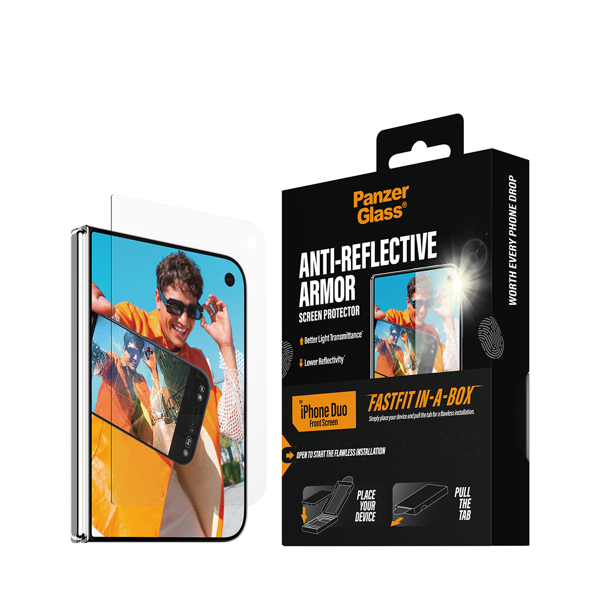 PanzerGlass Bildschirmschutz f�r Handy - anti-reflective armor, FRAME FIT with FASTFIT IN-A-BOX, front