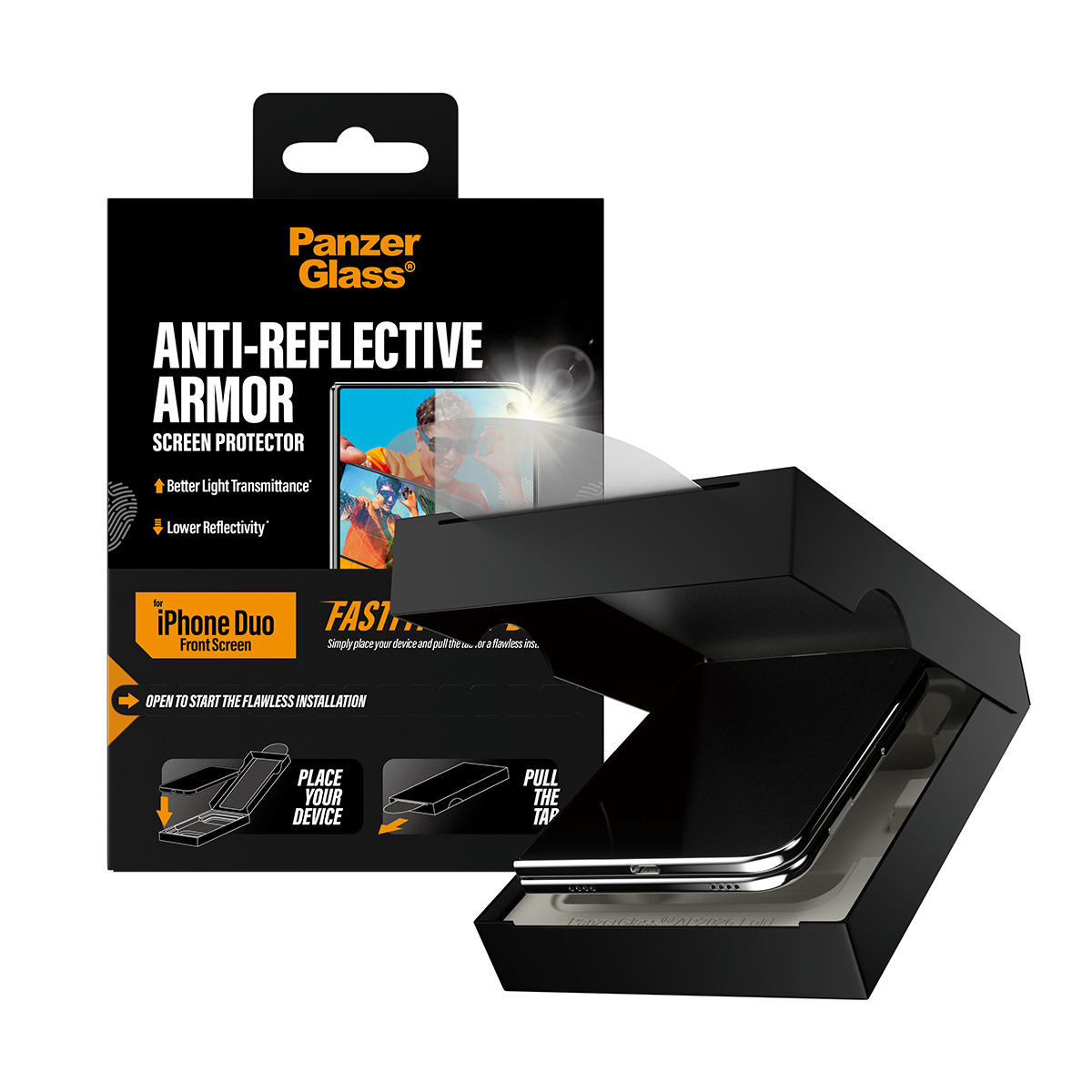 PanzerGlass Bildschirmschutz f�r Handy - anti-reflective armor, FRAME FIT with FASTFIT IN-A-BOX, front