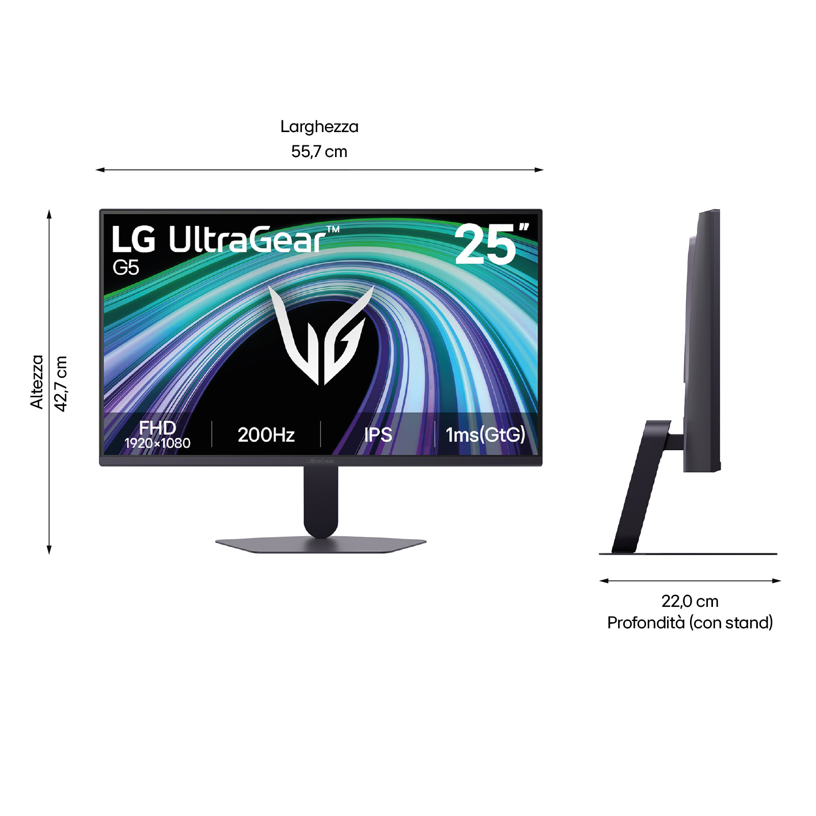 LG UltraGear 25G523B Monitor Gaming Full HD 25 IPS 200Hz 1ms