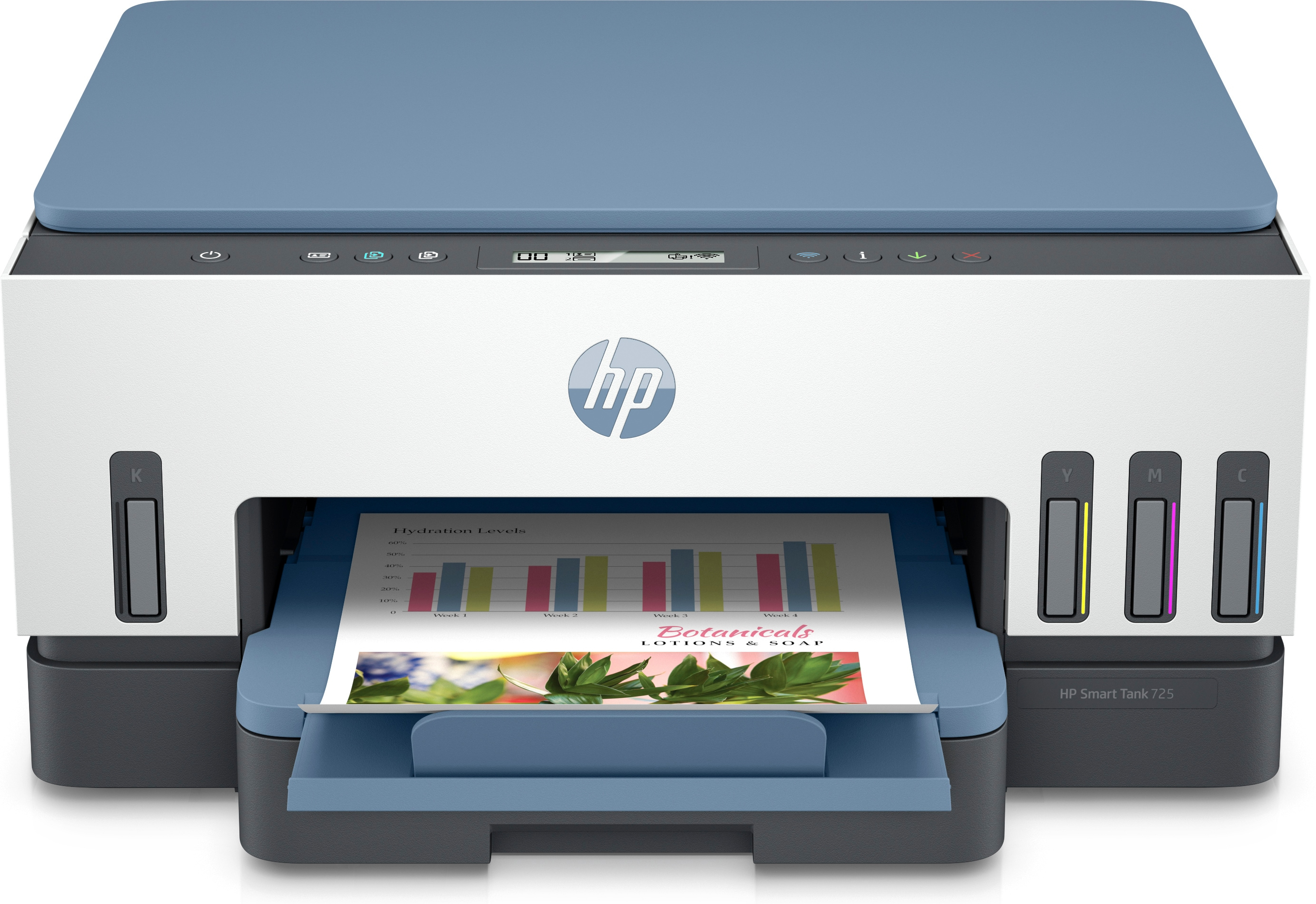 HP Smart Tank 725 All-in-One - Drucken - Kopieren - Scannen - Wireless - Scannen an PDF - Thermal Inkjet - Farbdruck - 4800 x 1200 DPI - A4 - Direktdruck - Blau - Wei�