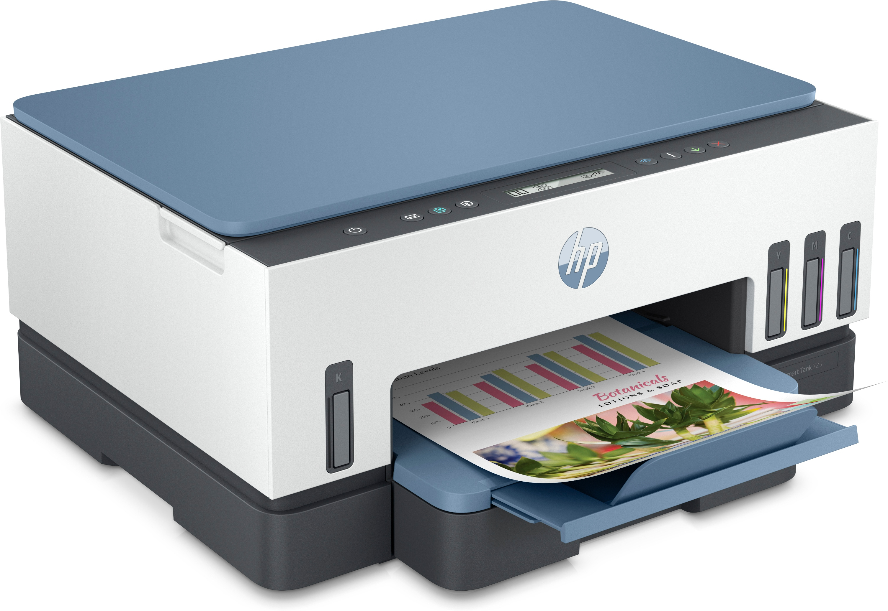 HP Smart Tank 725 All-in-One - Drucken - Kopieren - Scannen - Wireless - Scannen an PDF - Thermal Inkjet - Farbdruck - 4800 x 1200 DPI - A4 - Direktdruck - Blau - Wei�