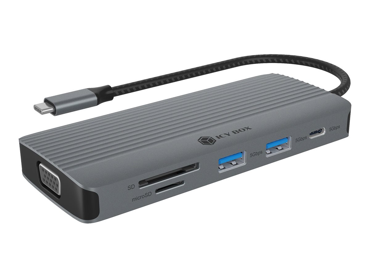ICY BOX IB-DK4040a-CPD Al�mbrico USB 3.2 Gen 1 (3.1 Gen 1) Type-C Aluminio, Plata