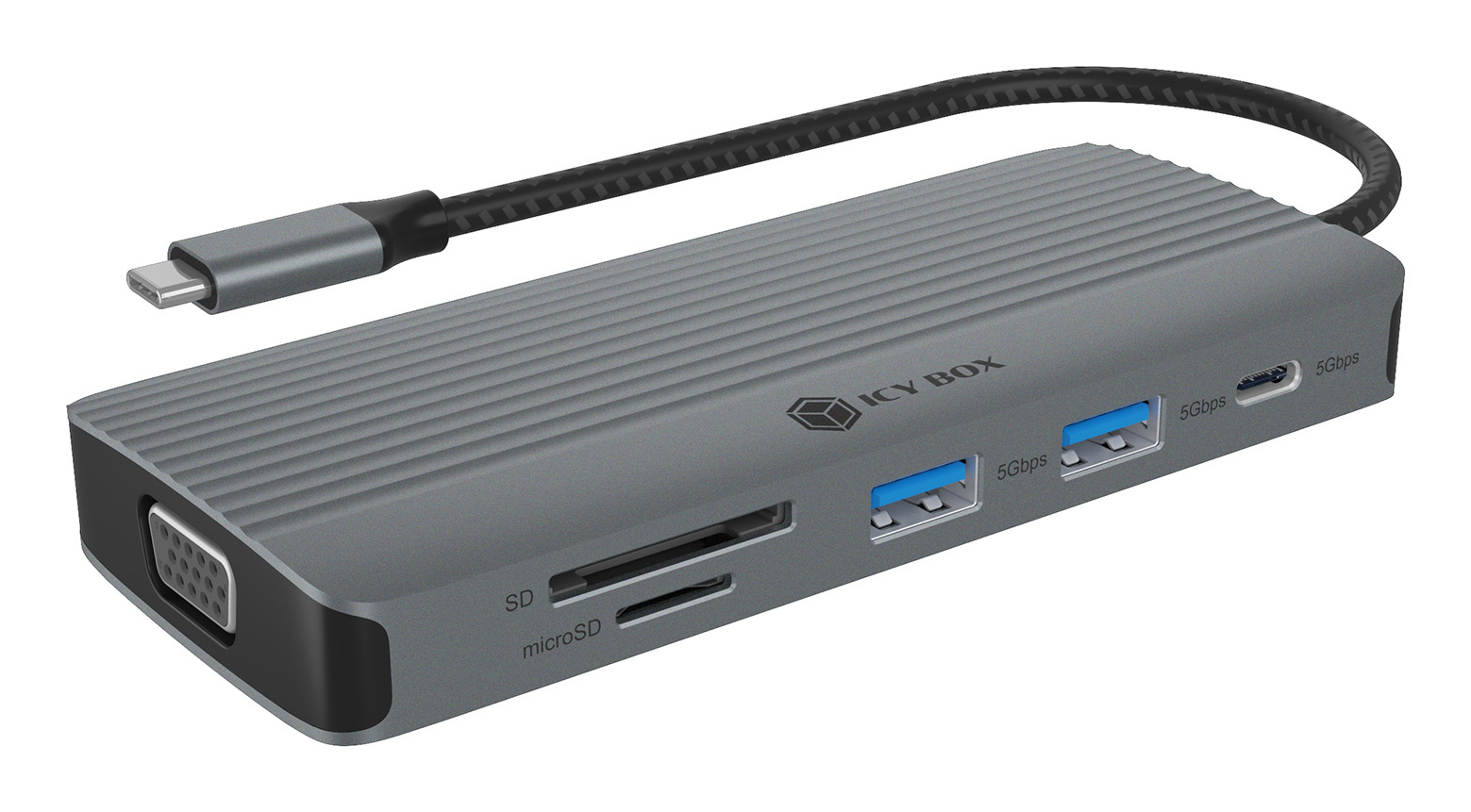 ICY BOX IB-DK4040a-CPD Cablato USB 3.2 Gen 1 (3.1 Gen 1) Type-C Alluminio, Argento