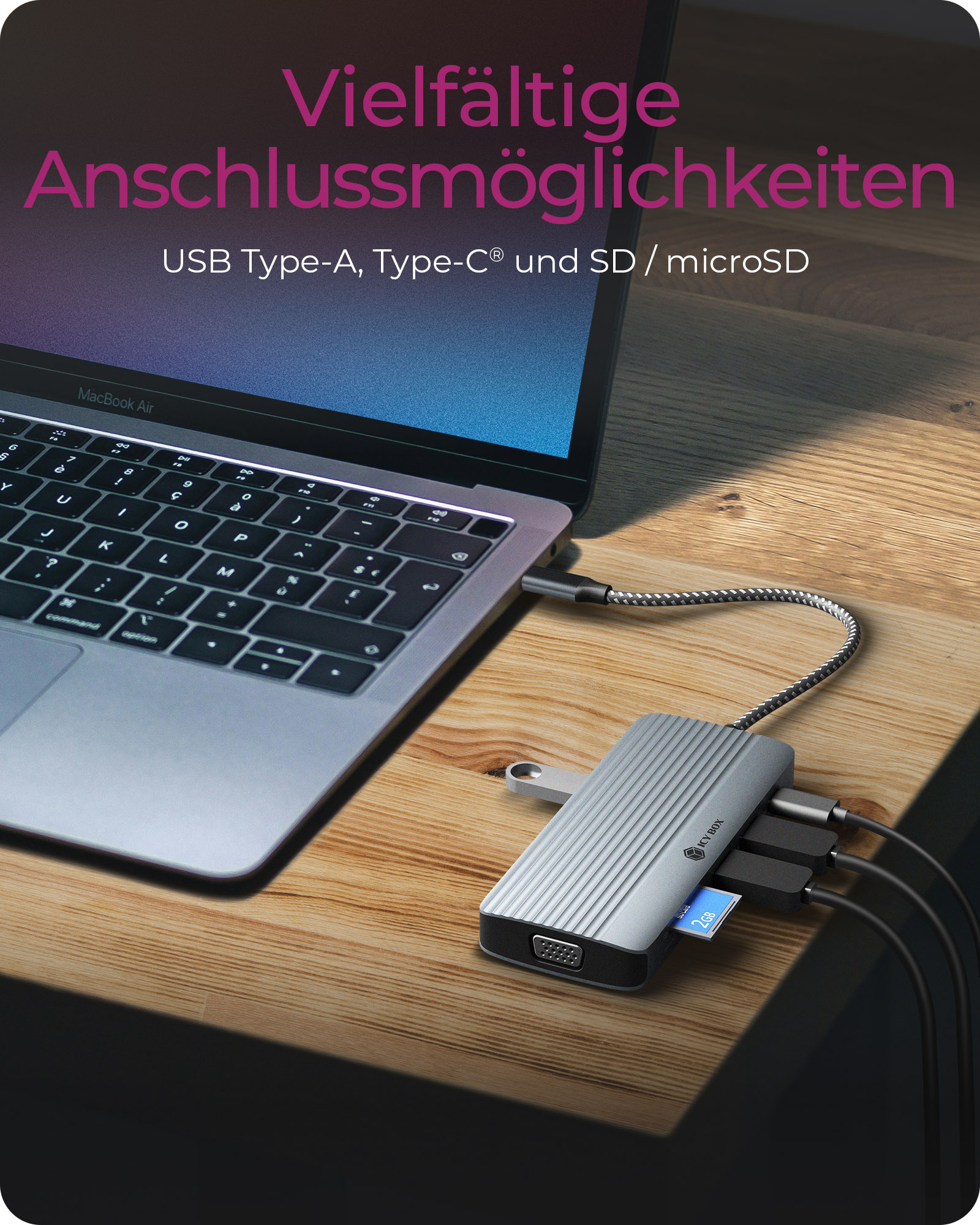 ICY BOX IB-DK4040a-CPD Cablato USB 3.2 Gen 1 (3.1 Gen 1) Type-C Alluminio, Argento