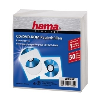 Hama CD-ROM Paper Sleeves 50, White 50 dischi Bianco