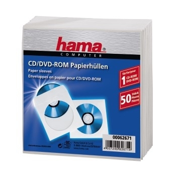 Hama CD-ROM Paper Sleeves 50, White 50 dischi Bianco