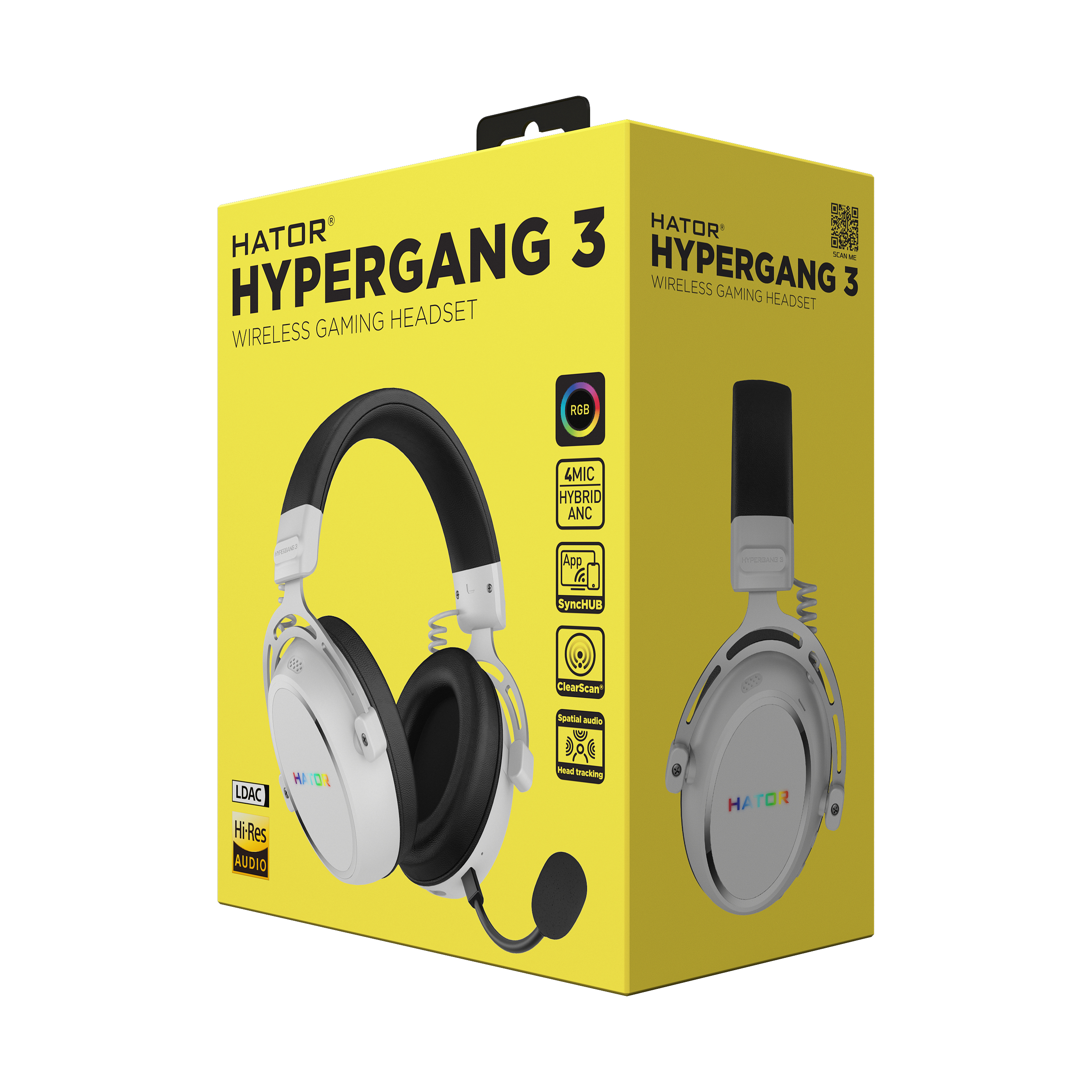 HATOR Hypergang 3 Wireless Casque Sans fil Arceau Jouer USB Type-C / USB Type-A Bluetooth Blanc