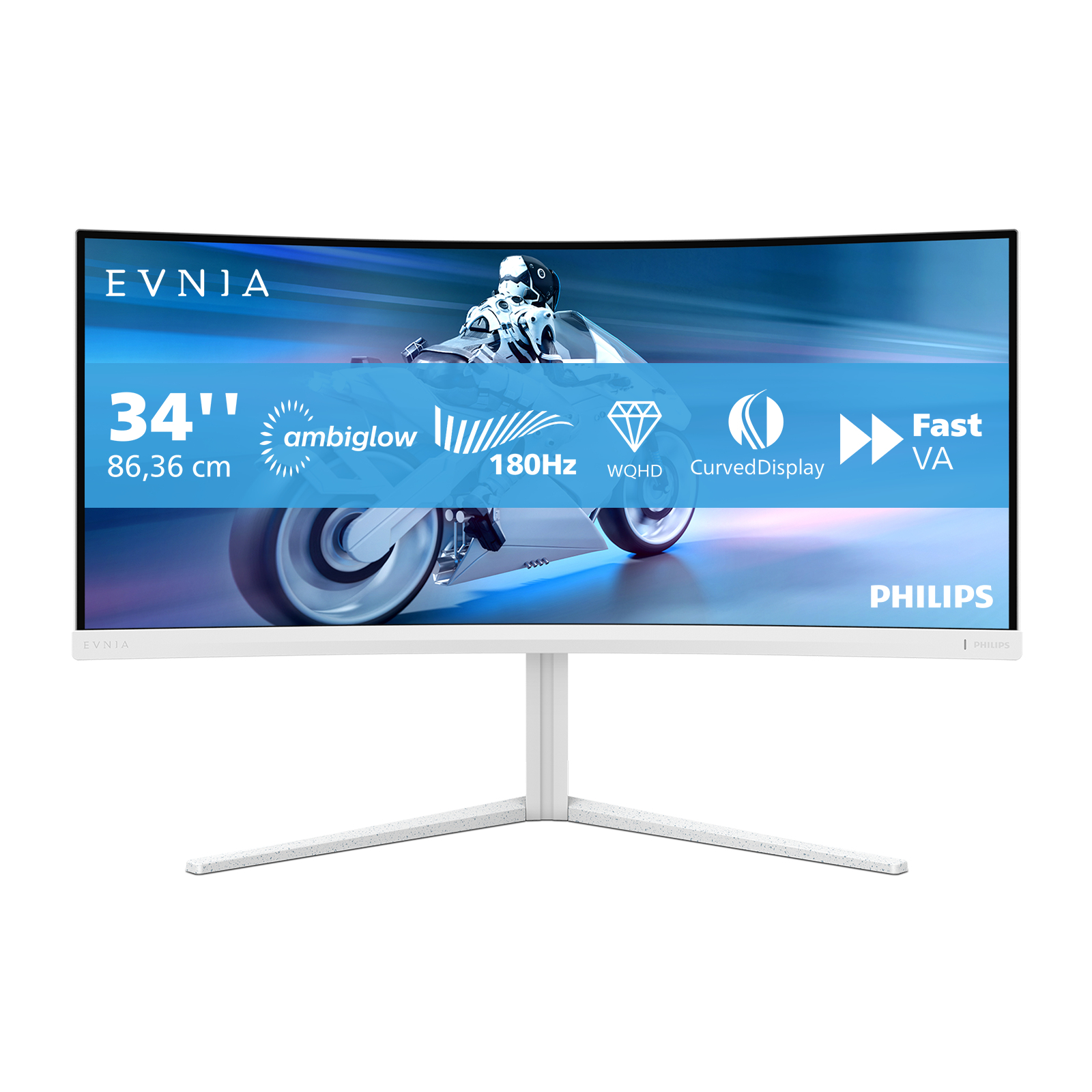 Philips 34M2C5501A/00 computer monitor 86.4 cm (34) 3440 x 1440 pixels Wide Quad HD LCD White