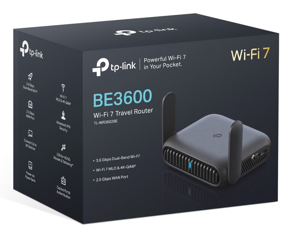 TP-Link BE3600 Wi-Fi 7 router inal�mbrico 2.5 Gigabit Ethernet Doble banda (2,4 GHz / 5 GHz) Negro