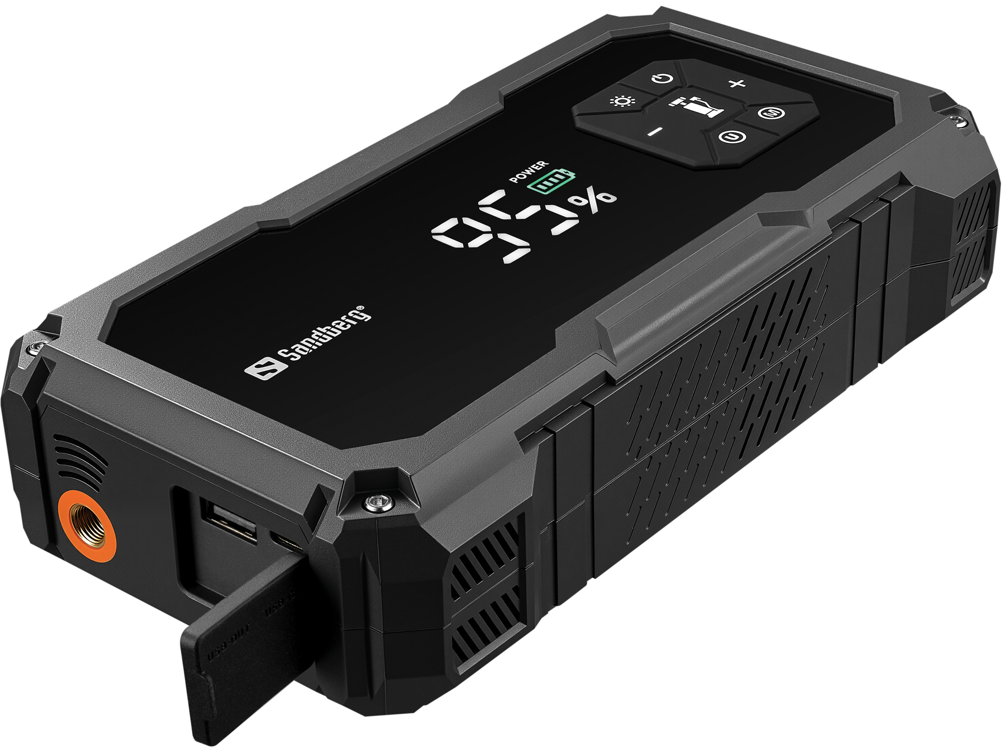 SANDBERG Active TirePump 10000 - Powerbank / Starthilfekabel - Li-Ion - 10000 mAh - 37 Wh - 800 A - 2 Ausgabeanschlussstellen (USB, Starthilfeanschluss)