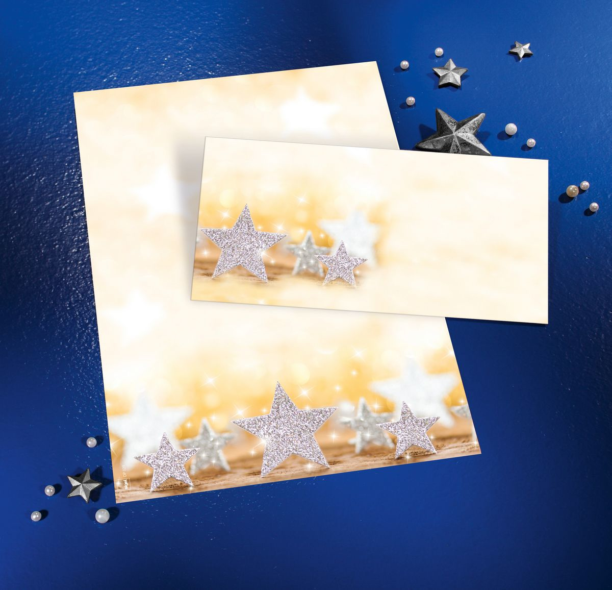 Sigel Weihnachts-Motiv-Papier Glitter Stars - A4 (210 x 297 mm)