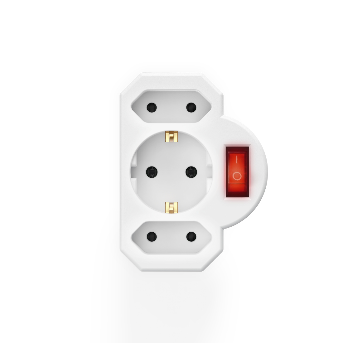 Hama Steckdosenadapter 3-fach 1x Schutzkontakt 2x Euro Schalter Wei