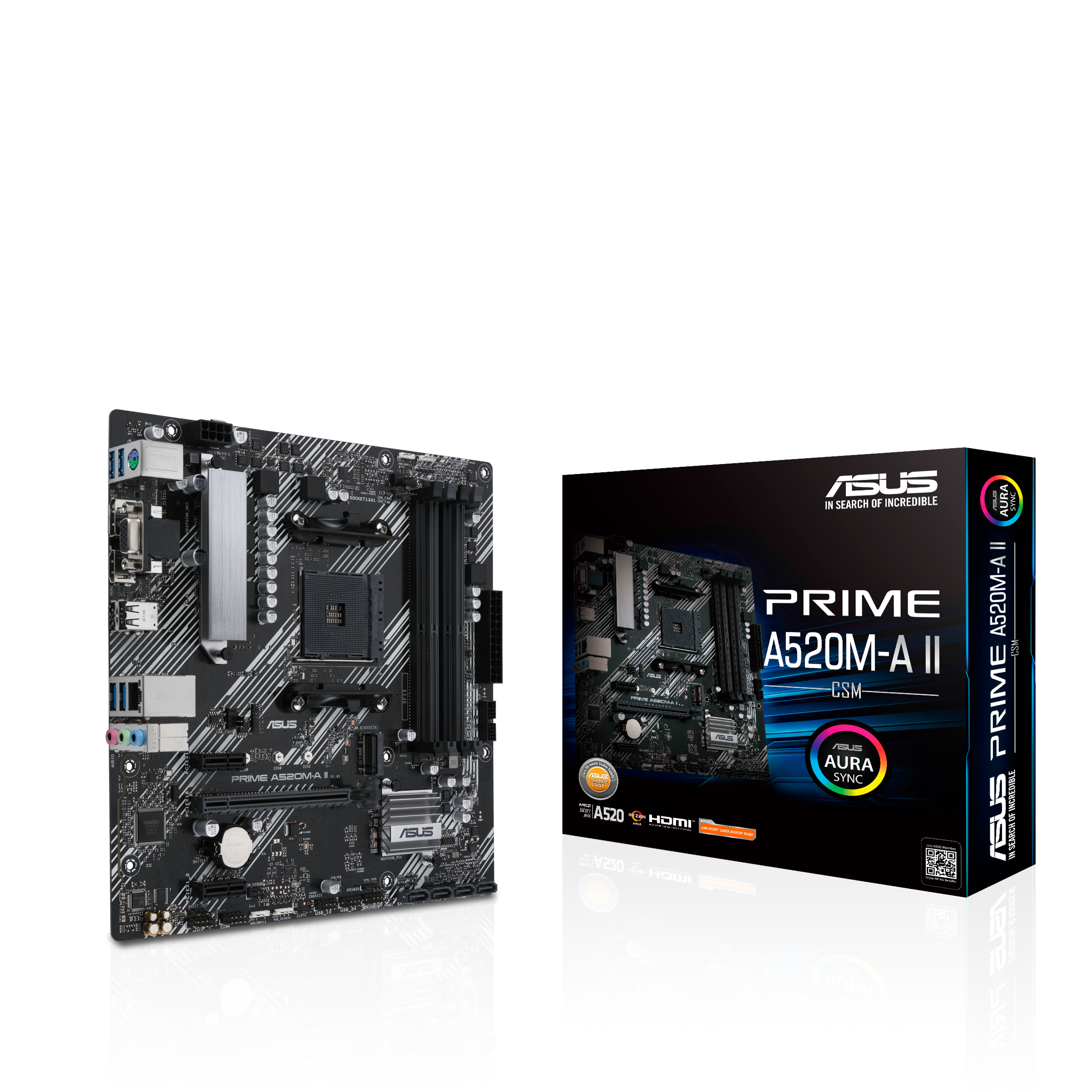 ASUS PRIME A520M-A II - Motherboard - micro ATX - Socket AM4 - AMD A520 Chipsatz - USB 3.2 Gen 1 - Gigabit LAN - Onboard-Grafik (CPU erforderlich)
