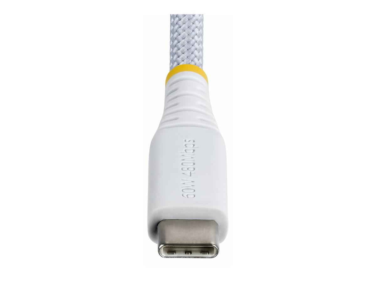 StarTech.com 15cm (6in) White USB-C Charging Cable, 60W (3A) PD, Dual-Layer Braided Nylon/TPE Jacket, Rugged USB C Charging Cord, USB 2.0 Laptop Charger Cable