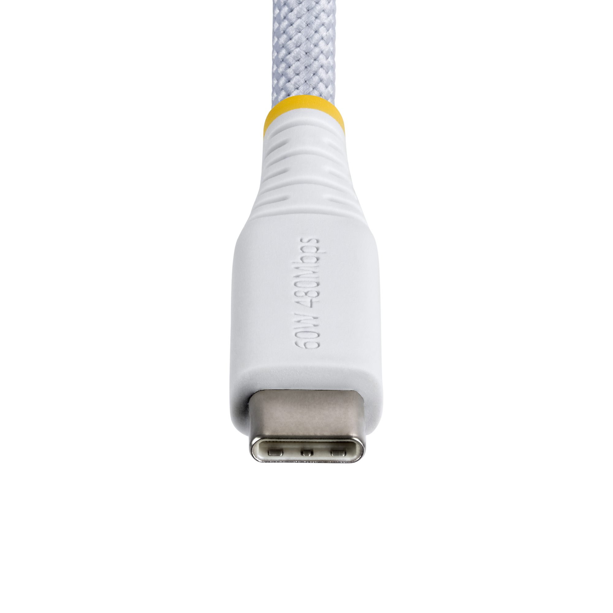 StarTech.com 15cm (6in) White USB-C Charging Cable, 60W (3A) PD, Dual-Layer Braided Nylon/TPE Jacket, Rugged USB C Charging Cord, USB 2.0 Laptop Charger Cable