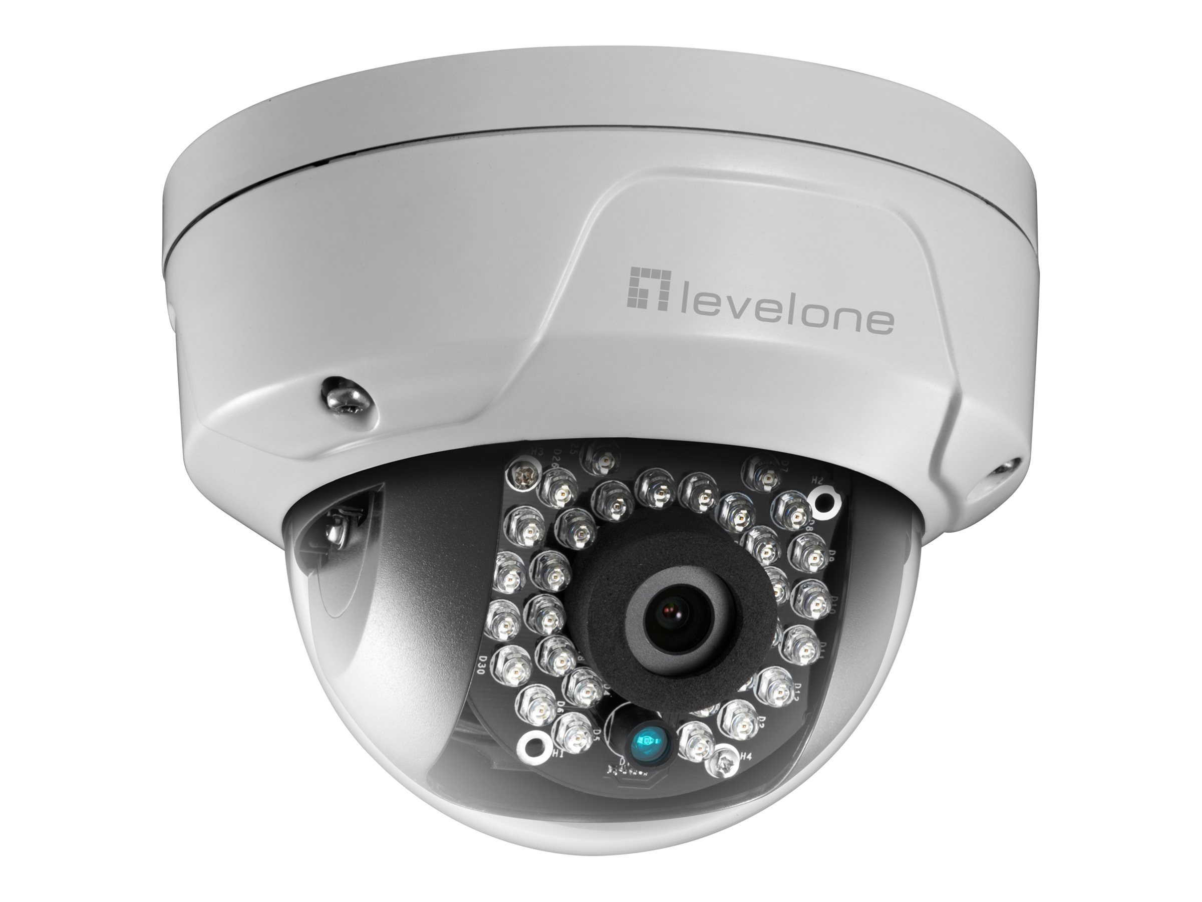 LevelOne GEMINI Fixed Dome IP Network Camera, 2-Megapixel, H.265, Vandalproof, 802.3af PoE, Indoor/Outdoor