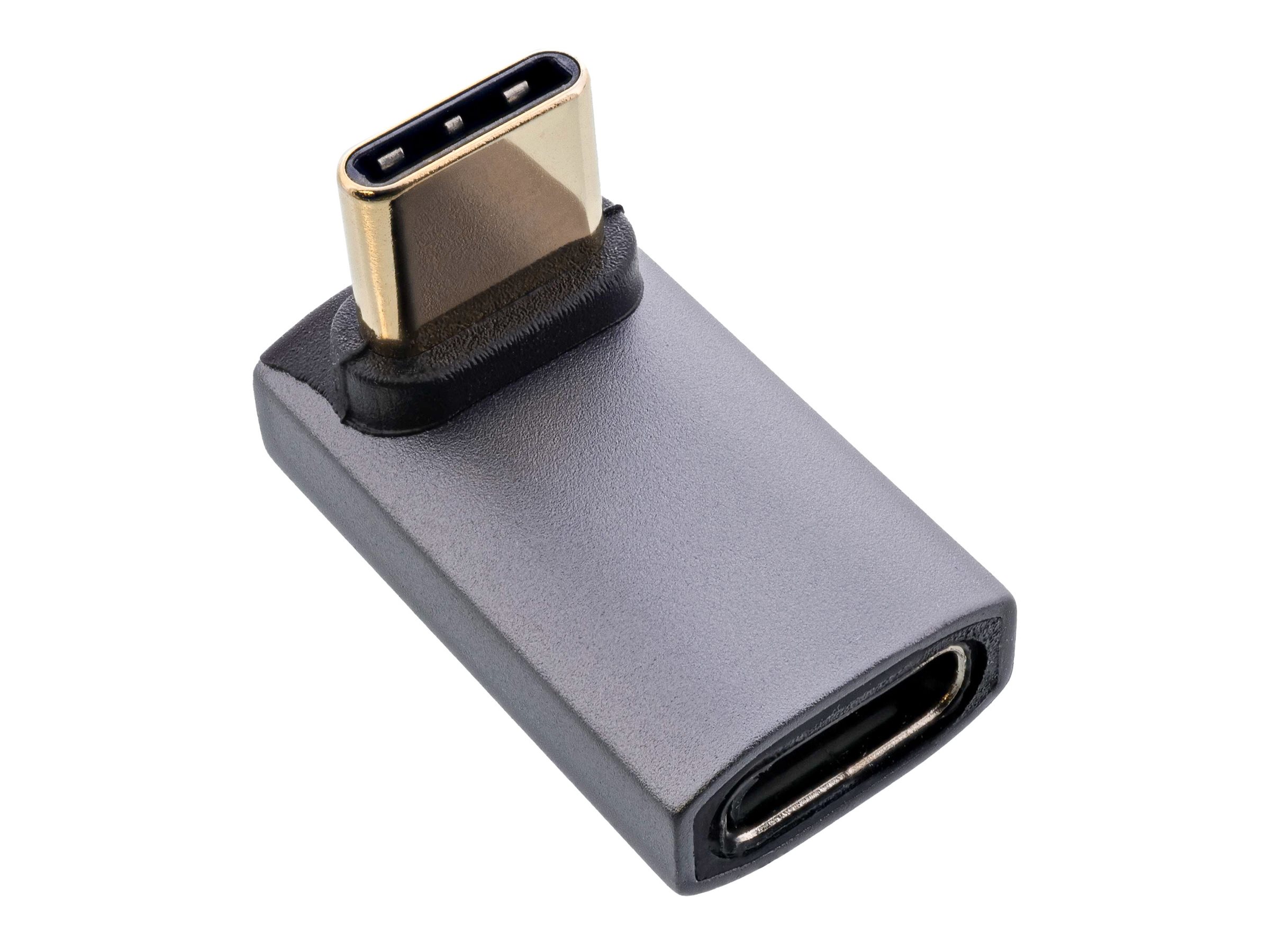 InLine Adattatore USB4, spina/presa USB-C angolata sopra/sotto, grigio