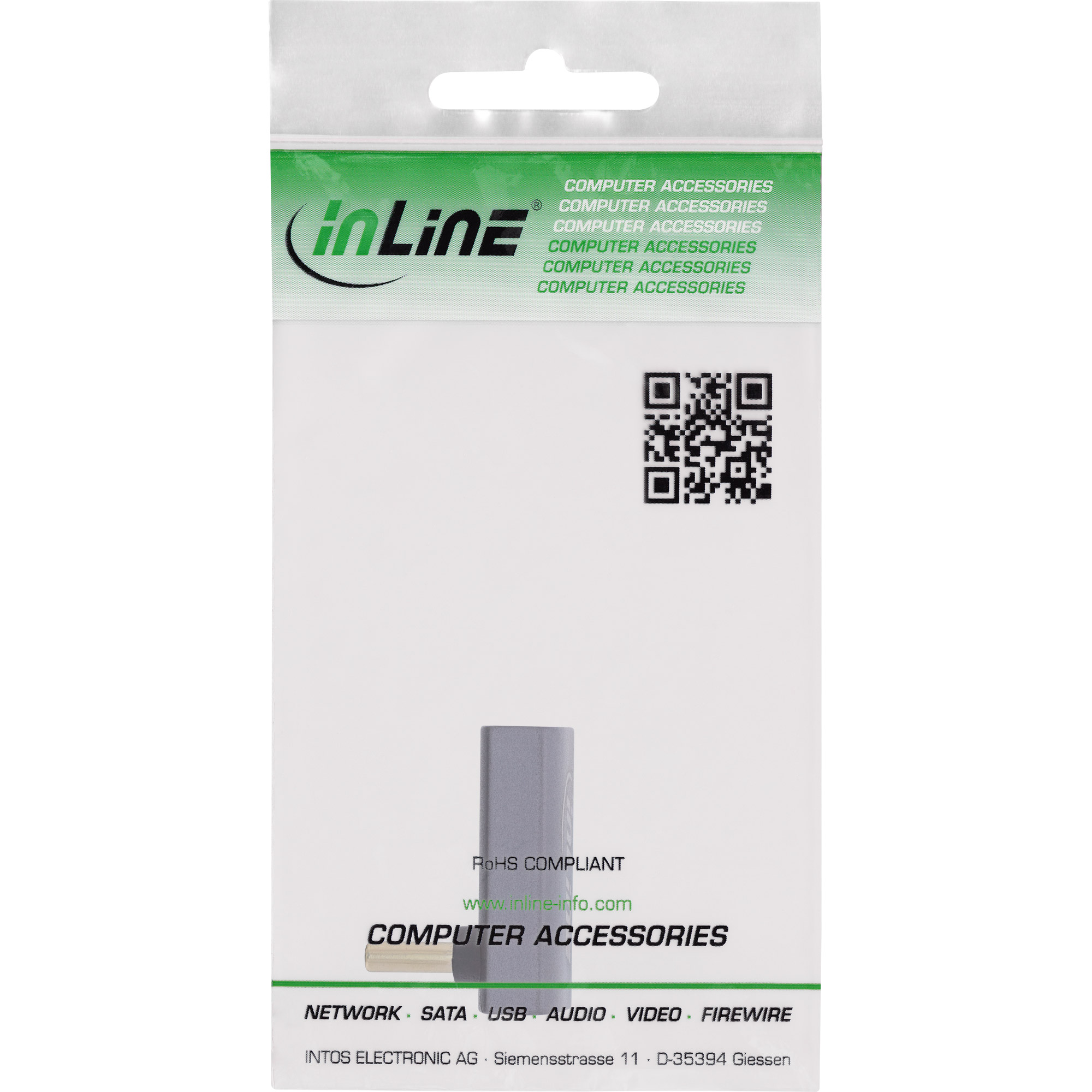 InLine Adattatore USB4, spina/presa USB-C angolata sopra/sotto, grigio