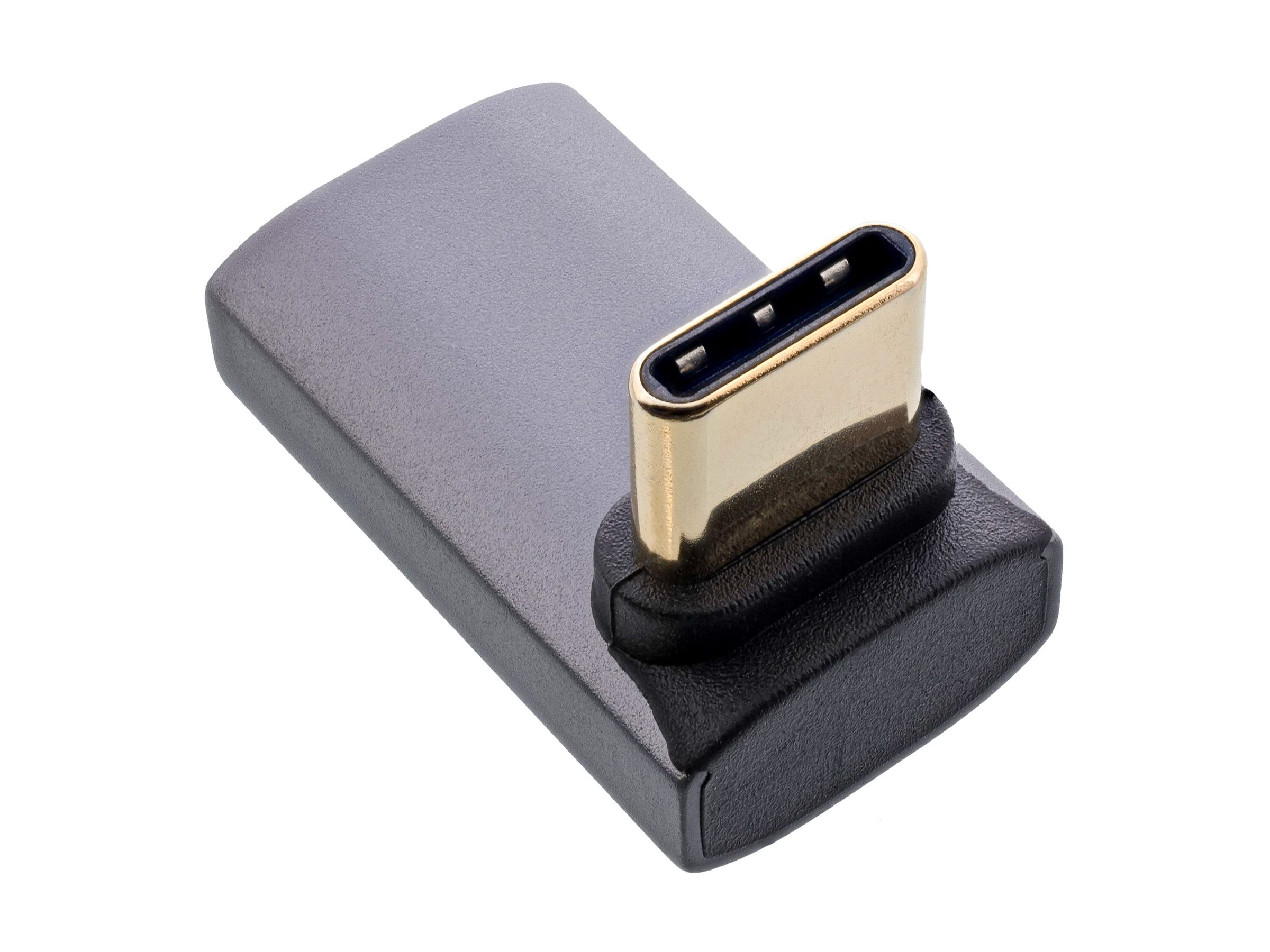 InLine Adattatore USB4, spina/presa USB-C angolata sopra/sotto, grigio