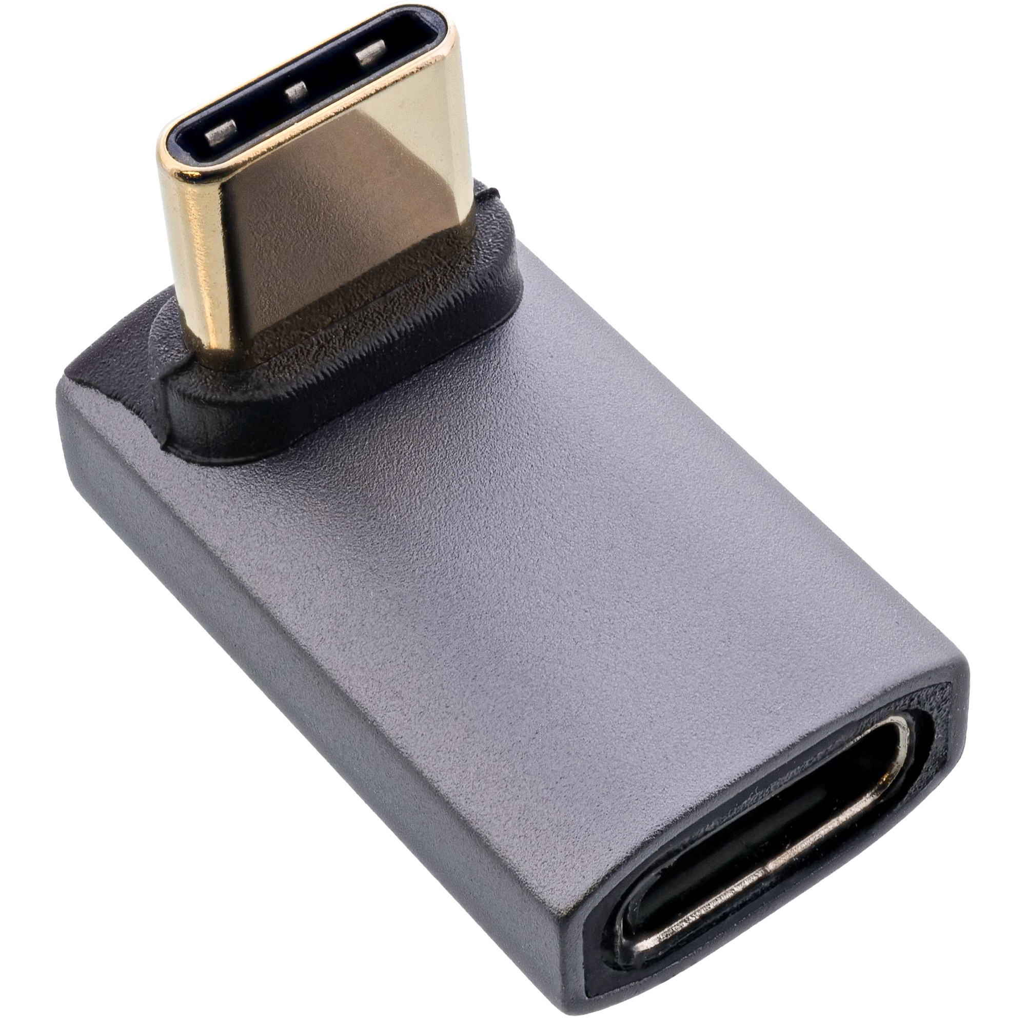 InLine Adattatore USB4, spina/presa USB-C angolata sopra/sotto, grigio