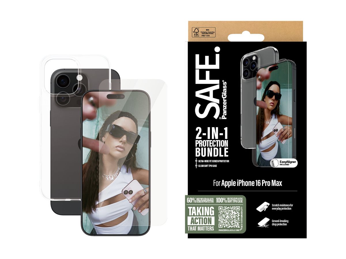 PanzerGlass SAFE. by PanzerGlass - 2-in-1 Schutzpacket - hintere Abdeckung f�r Mobiltelefon - Thermoplastisches Polyurethan (TPU)