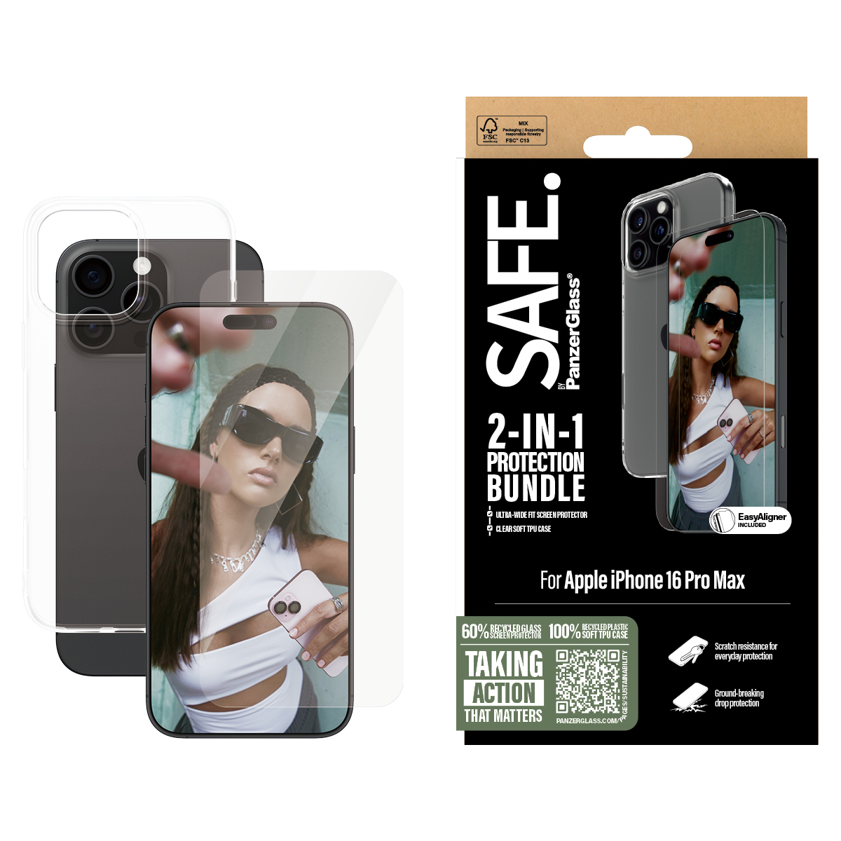 PanzerGlass SAFE. by PanzerGlass - 2-in-1 Schutzpacket - hintere Abdeckung f�r Mobiltelefon - Thermoplastisches Polyurethan (TPU)