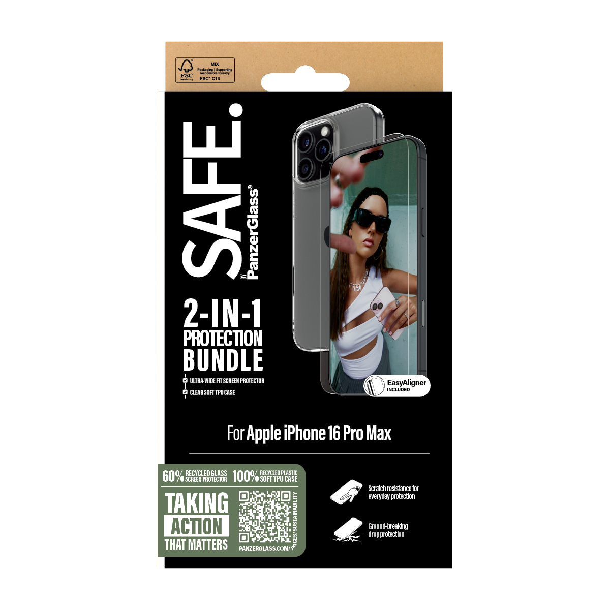 PanzerGlass SAFE. by PanzerGlass - 2-in-1 Schutzpacket - hintere Abdeckung f�r Mobiltelefon - Thermoplastisches Polyurethan (TPU)
