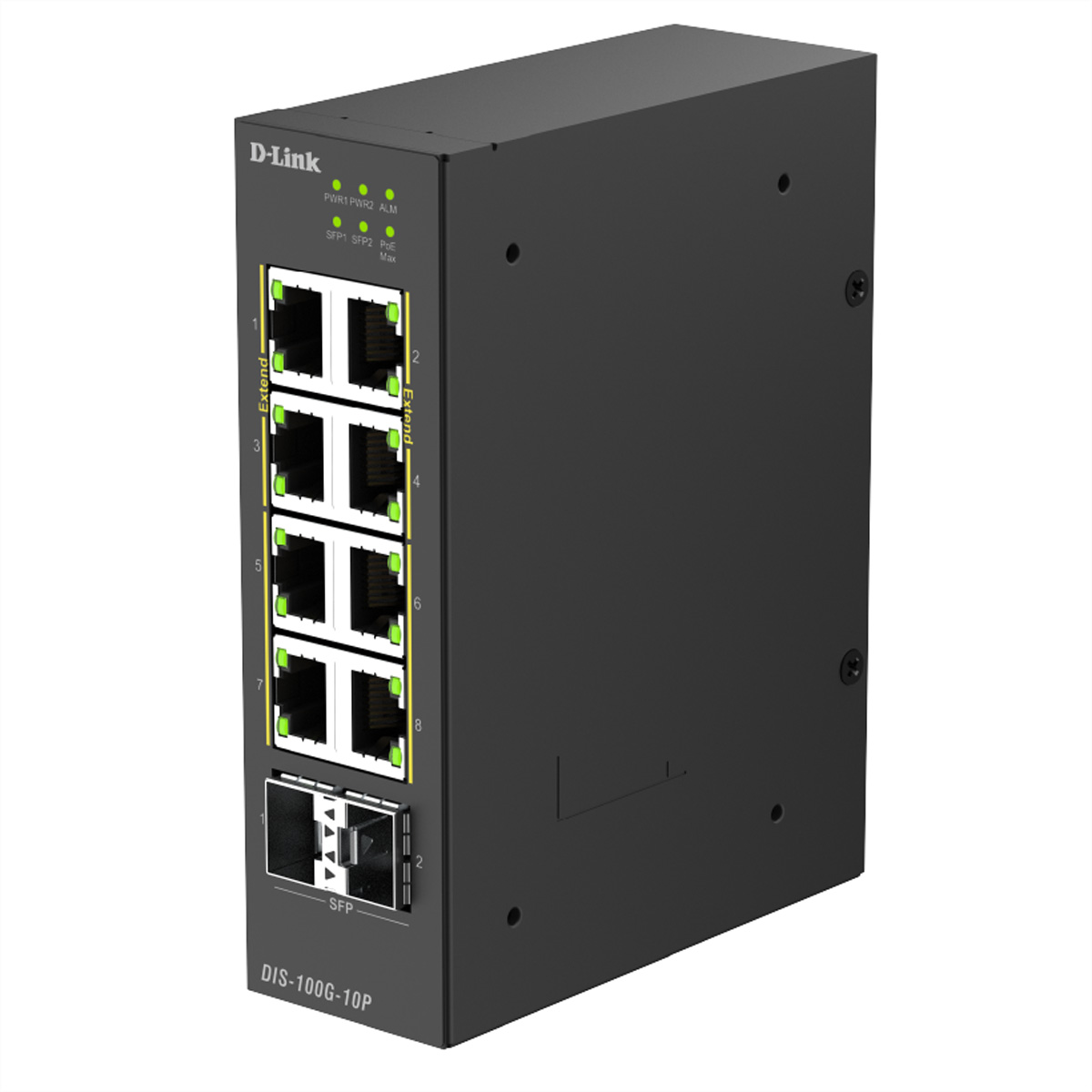 D-Link DIS-100G-10P commutateur r�seau Non-g�r� L2 Gigabit Ethernet (10/100/1000) Connexion Ethernet, supportant lalimentation via ce port (PoE) DIN rail Noir