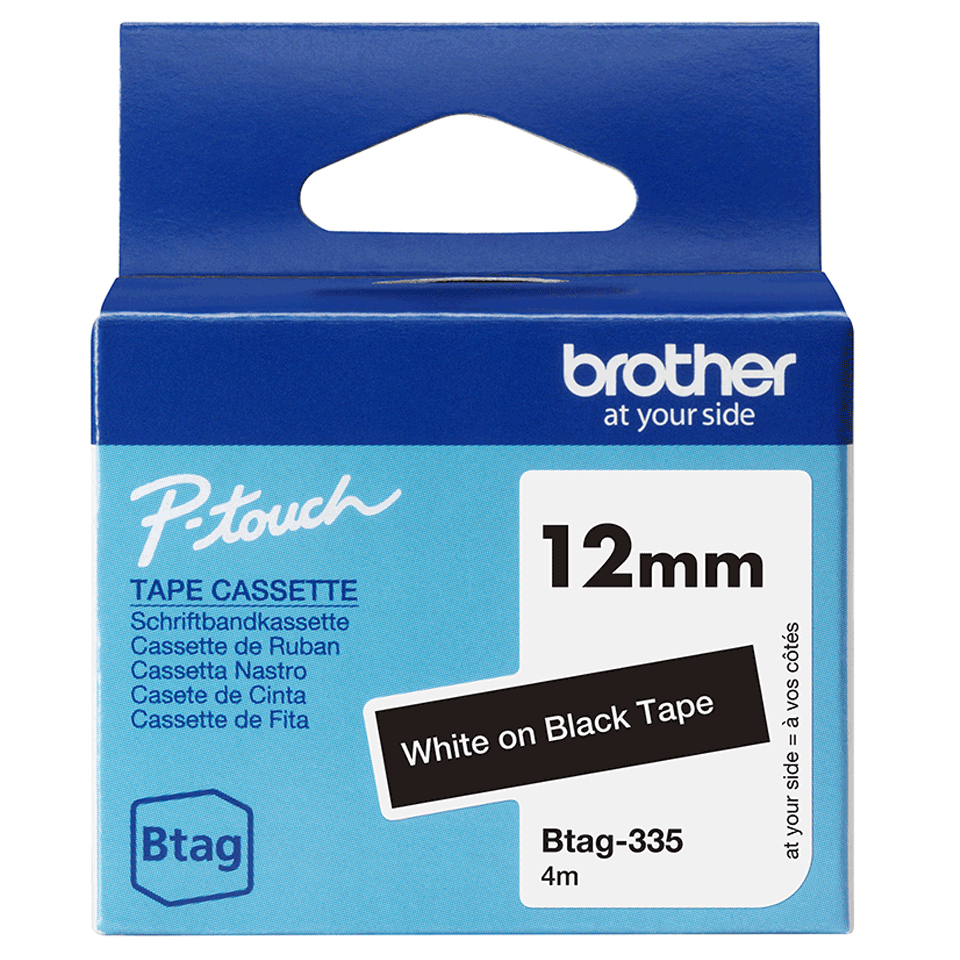 Brother BTAG-335 - Wei� auf Schwarz - Rolle (1,2 cm x 4 m)