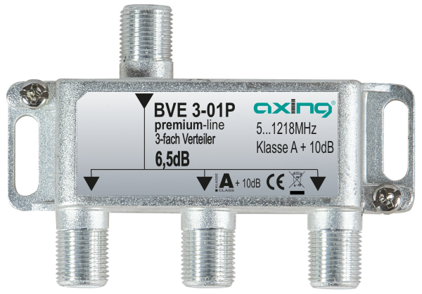 Axing BVE 3-01P Divisor de seal para cable coaxial Acero inoxidable