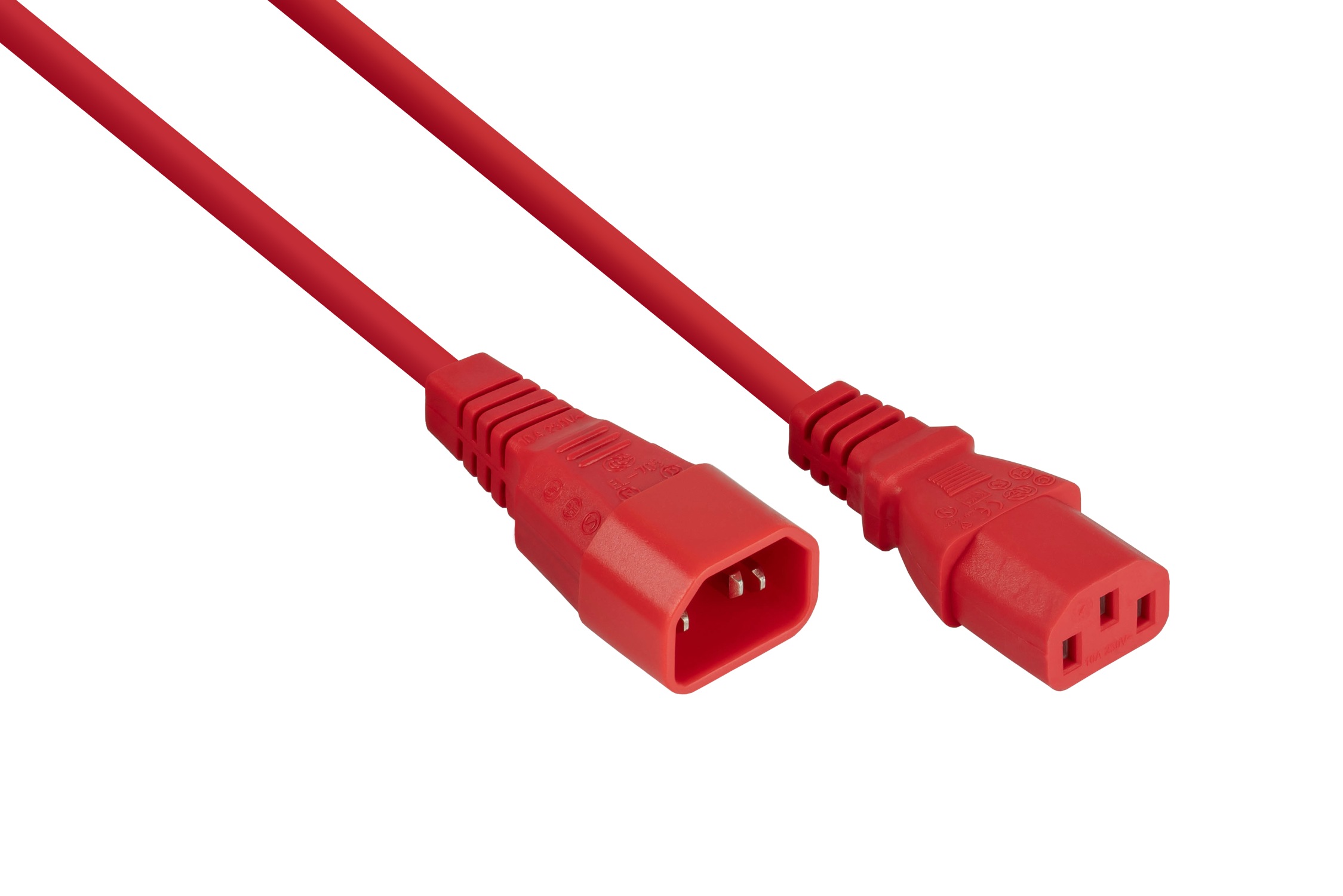 kabelmeister Kaltgerteverlngerung Kaltgerte-Stecker C14 an Kaltgerte-Buchse C13, rot, 1,00mm,