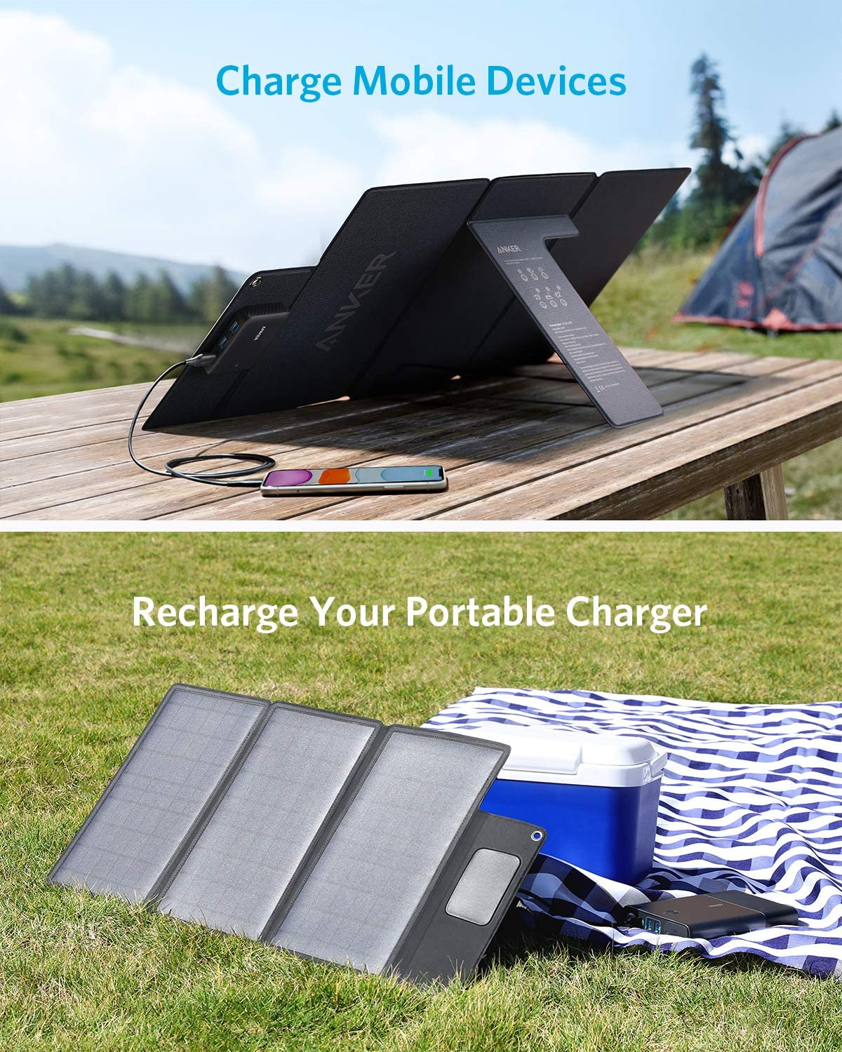 Anker Innovations Anker PowerSolar - Solarladegert - 24 Watt - 4.2 A - 3 Ausgabeanschlussstellen (USB)