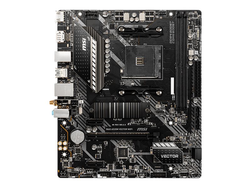 MSI MAG A520M VECTOR WIFI - Motherboard - micro ATX - Socket AM4 - AMD A520 Chipsatz - USB 3.2 Gen 1 - Gigabit LAN, Wi-Fi, Bluetooth - Onboard-Grafik (CPU erforderlich)