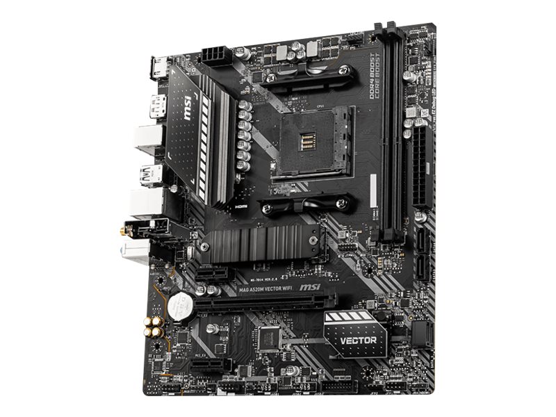 MSI MAG A520M VECTOR WIFI - Motherboard - micro ATX - Socket AM4 - AMD A520 Chipsatz - USB 3.2 Gen 1 - Gigabit LAN, Wi-Fi, Bluetooth - Onboard-Grafik (CPU erforderlich)