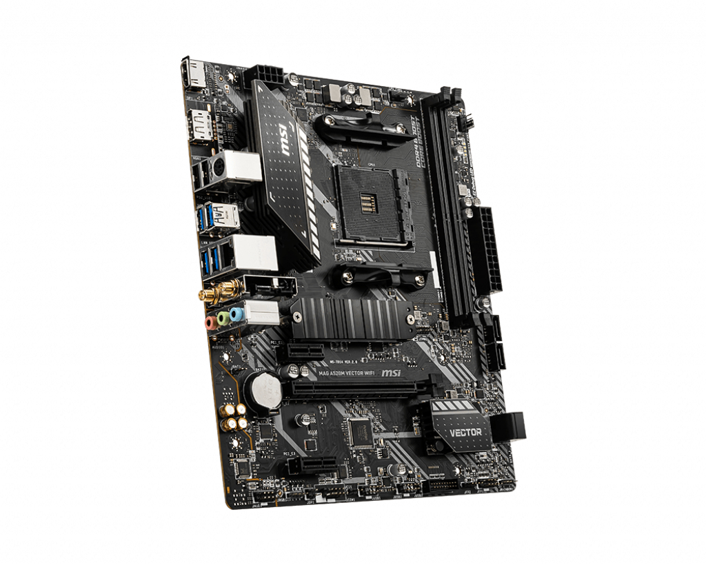 MSI MAG A520M VECTOR WIFI - Motherboard - micro ATX - Socket AM4 - AMD A520 Chipsatz - USB 3.2 Gen 1 - Gigabit LAN, Wi-Fi, Bluetooth - Onboard-Grafik (CPU erforderlich)