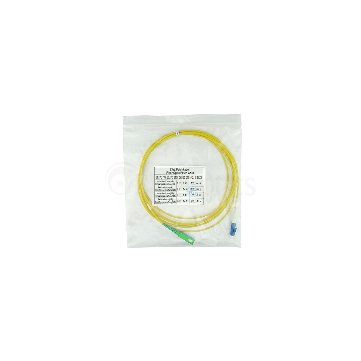BlueOptics SFP2122BU2MS fibre optic cable 2 m LC SC G.657.A1 Yellow