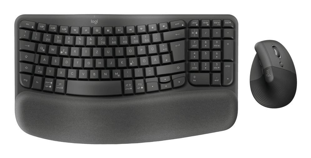 Logitech Wave Keys and Lift Combo clavier Souris incluse Universel Bluetooth QWERTZ Allemand Graphite