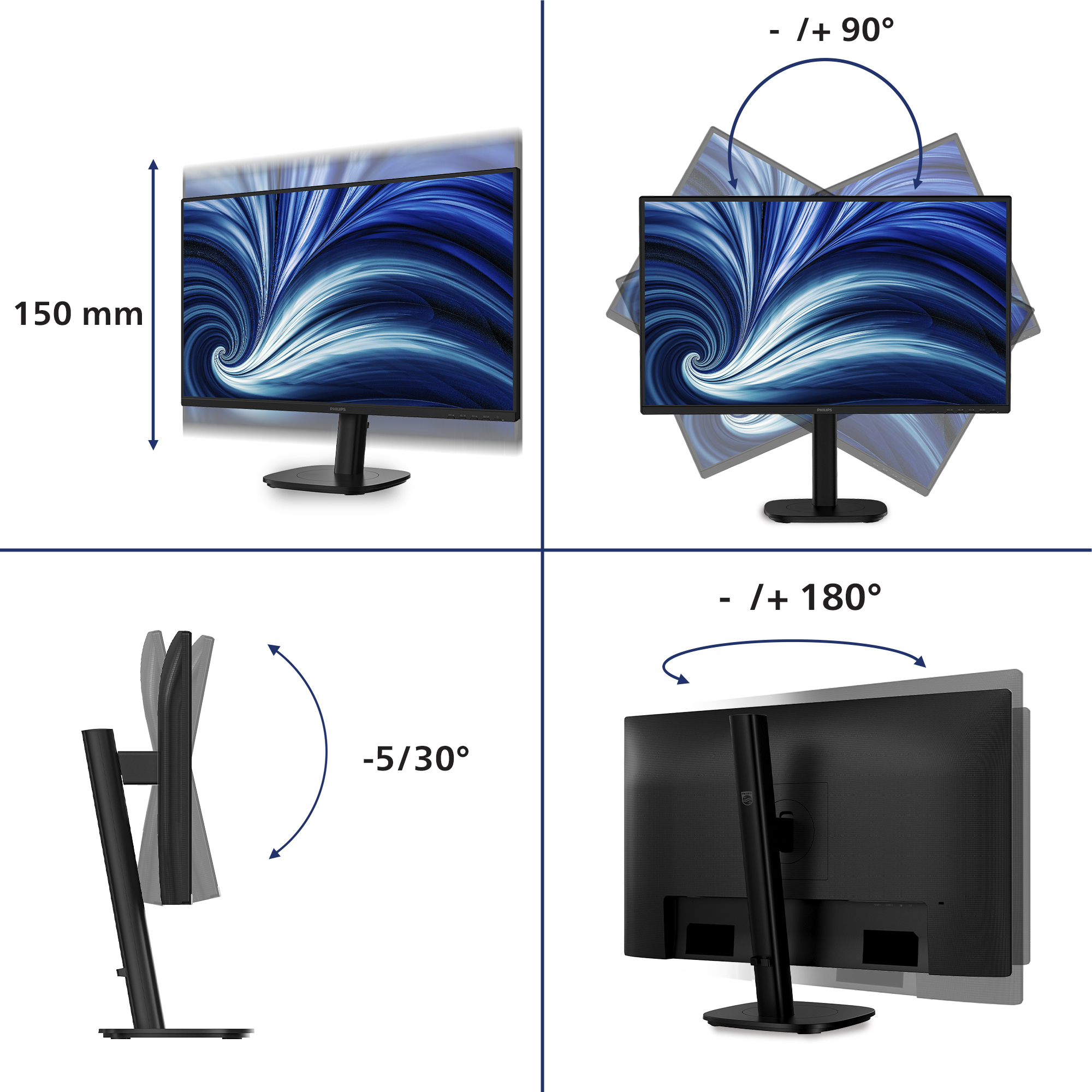 Philips 27B2N3500/00 �cran plat de PC 68,6 cm (27) 2560 x 1440 pixels Full HD LCD Noir