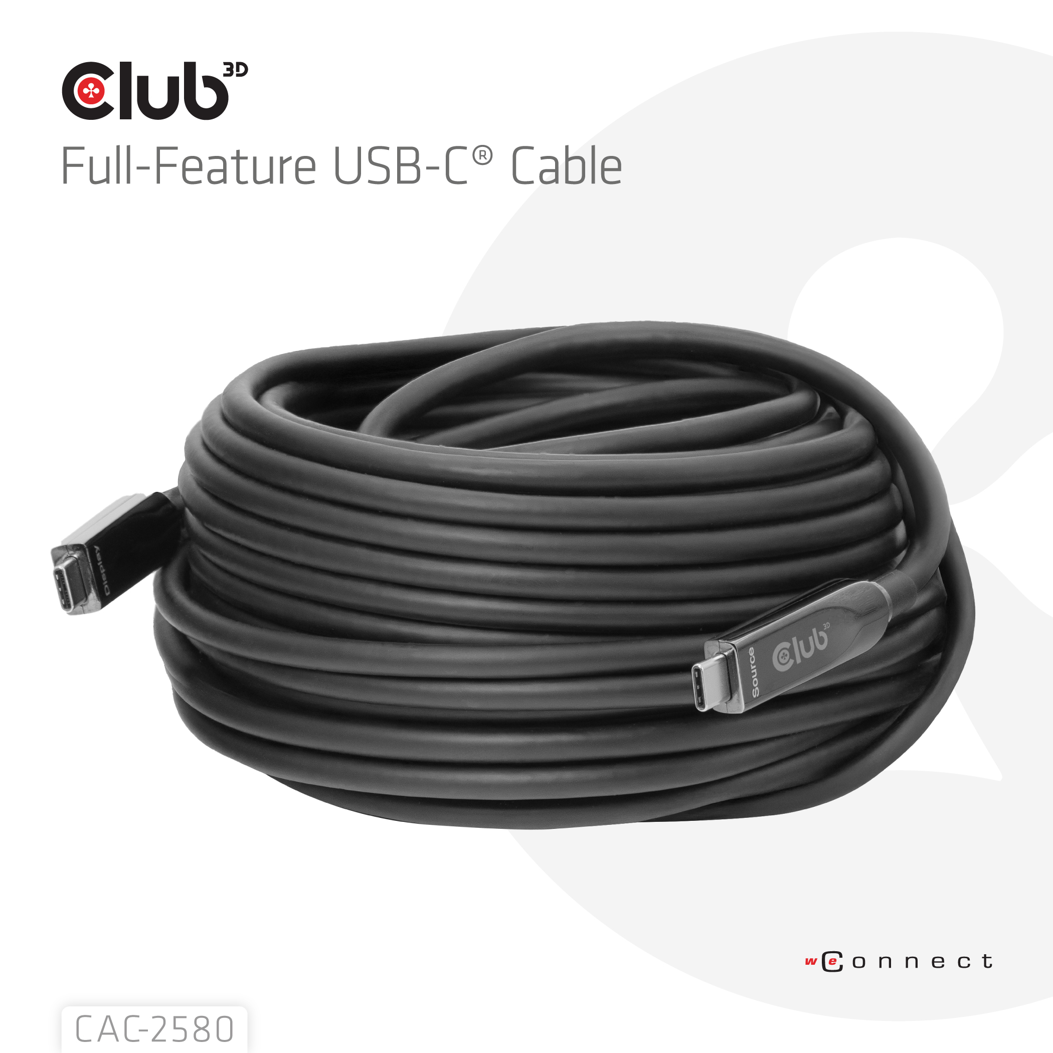 CLUB3D CAC-2580 Full-Feature USB-C� Cable 15m / 49.21ft 8K60Hz 10Gbps 60W