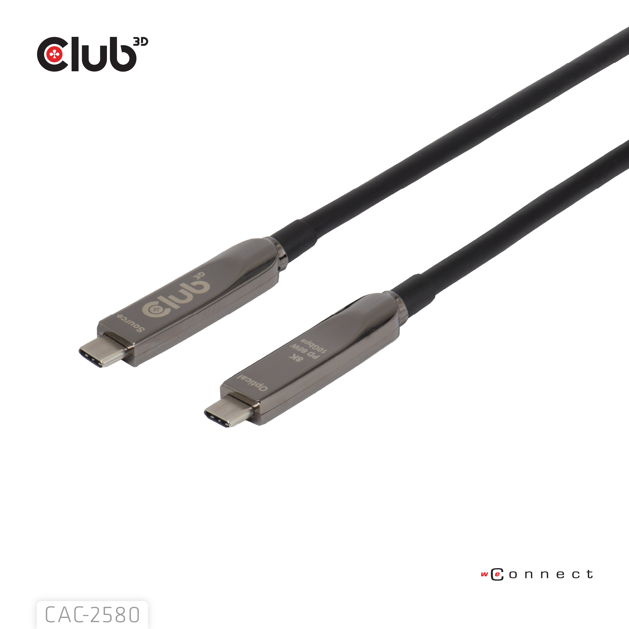 CLUB3D CAC-2580 Full-Feature USB-C� Cable 15m / 49.21ft 8K60Hz 10Gbps 60W