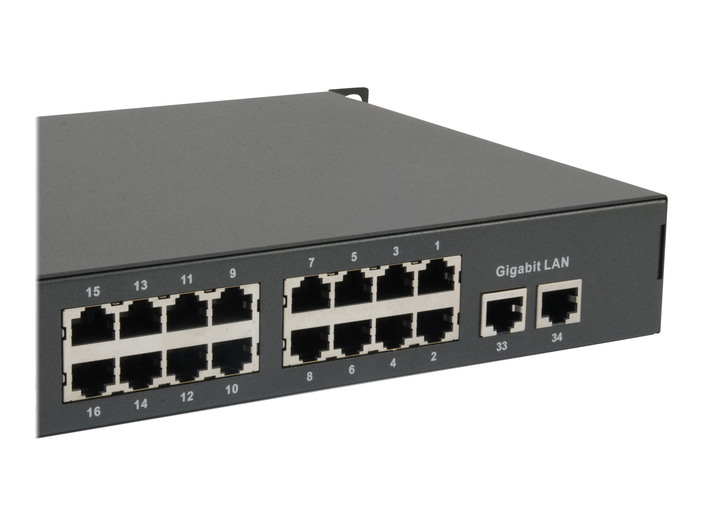 LevelOne 34-Port Fast Ethernet PoE Switch, 802.3at/af PoE, 32 PoE Outputs, 2 x Gigabit RJ45, 250W