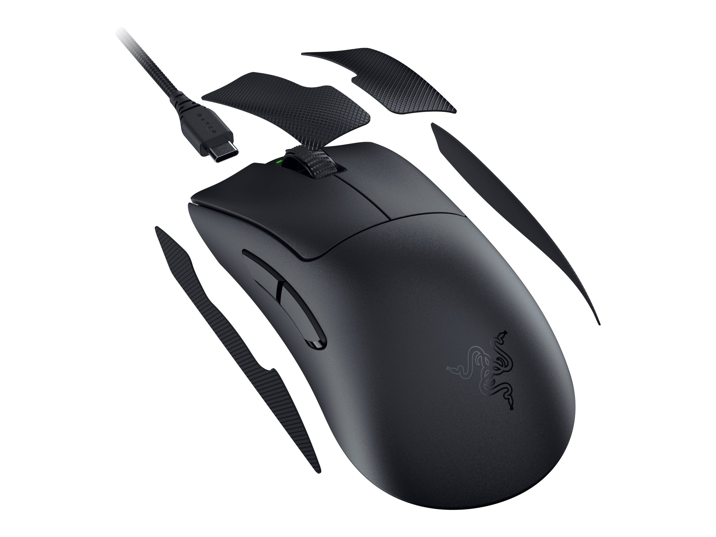 Razer DeathAdder V3 Pro - Maus - Smooth-Touch, 8000 Hz - ergonomisch - F�r Rechtsh�nder - optisch - 5 Tasten - kabellos, kabelgebunden - kabelloser Empf�nger (USB)