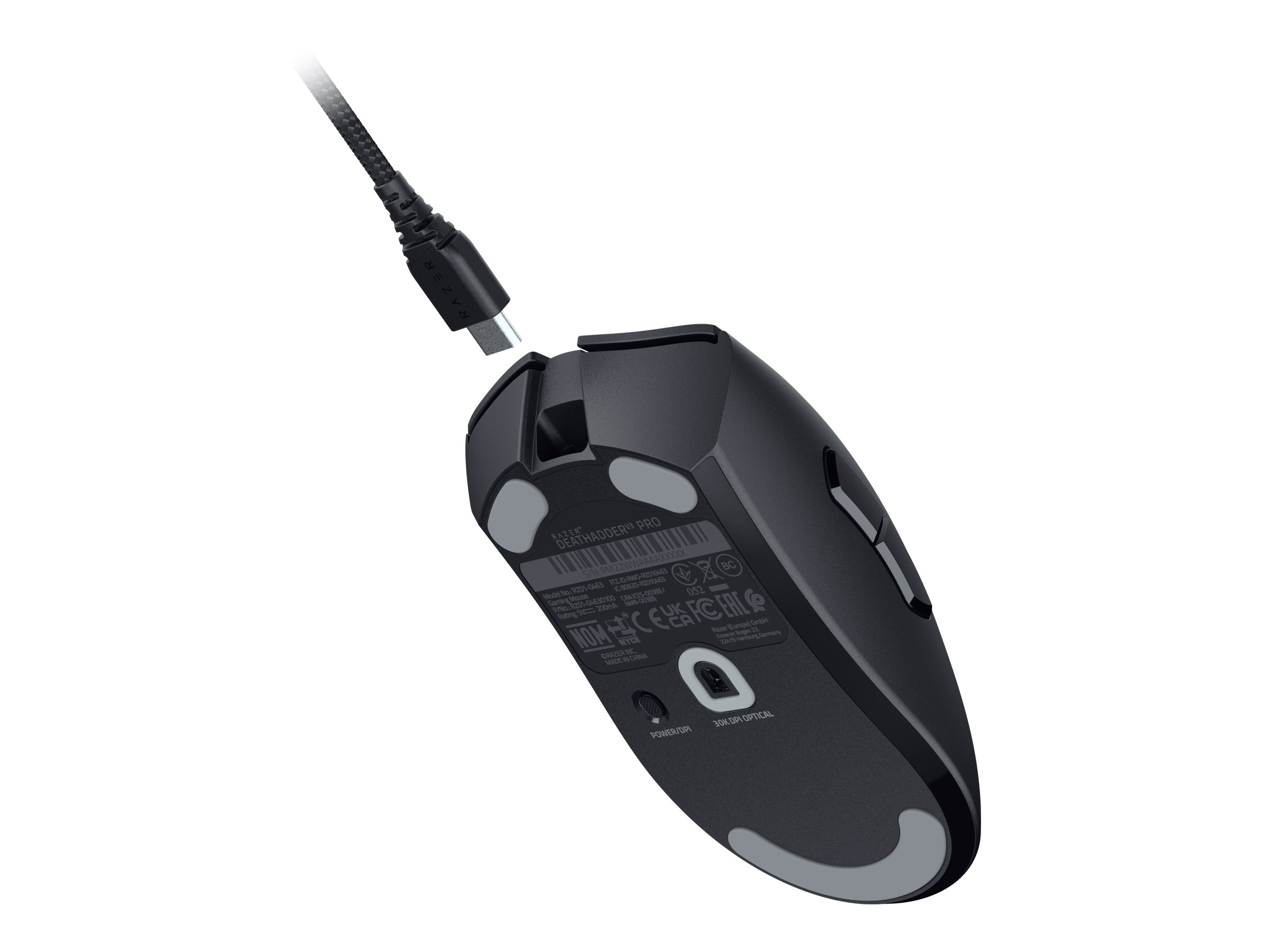 Razer DeathAdder V3 Pro - Maus - Smooth-Touch, 8000 Hz - ergonomisch - F�r Rechtsh�nder - optisch - 5 Tasten - kabellos, kabelgebunden - kabelloser Empf�nger (USB)