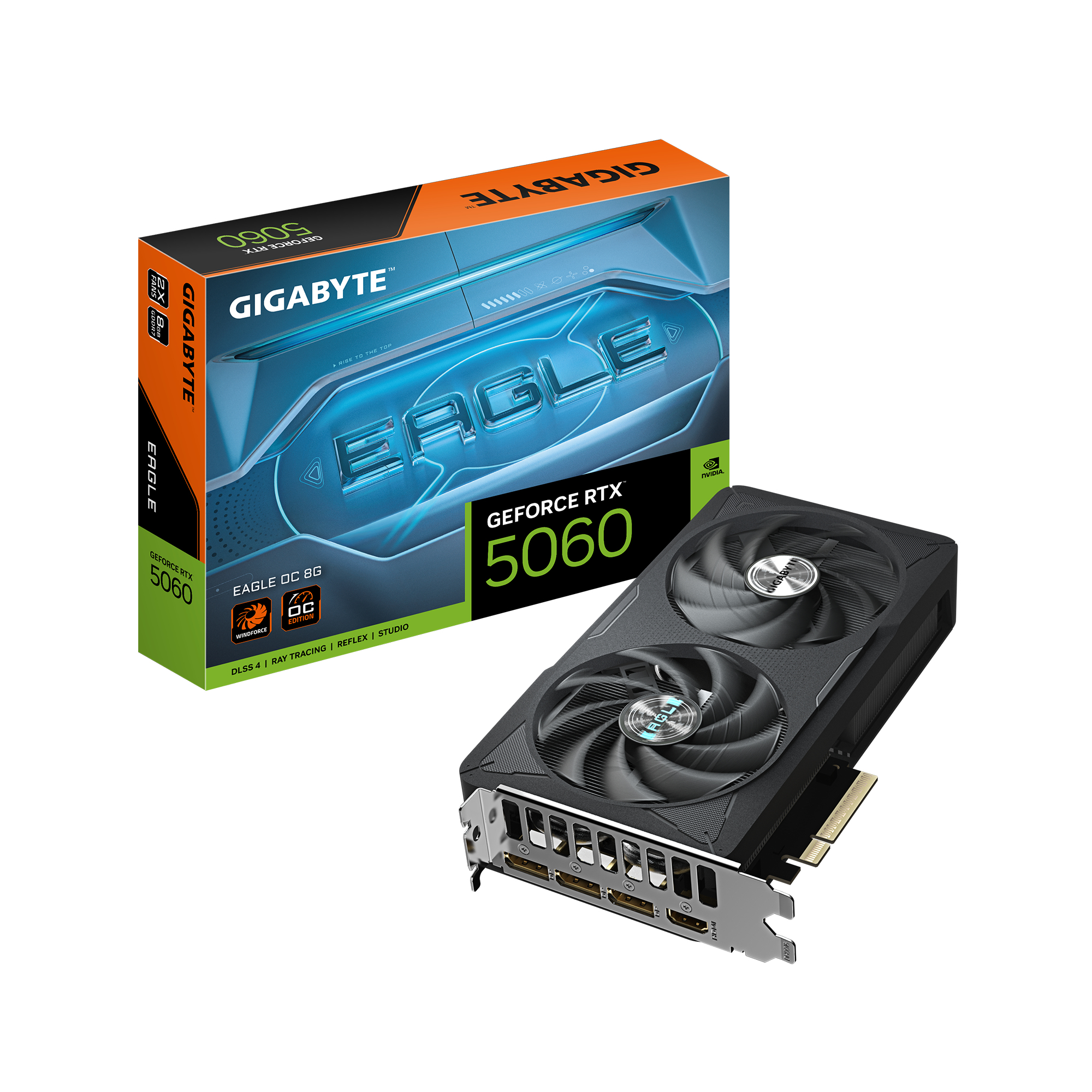 GIGABYTE GeForce RTX 5060 EAGLE OC 8G Scheda Grafica - 8GB GDDR7, 128bit, PCI-E 5.0, 2550 MHz Frequenza core, 3 x DisplayPort, 1 x HDMI, GV-N5060EAGLE OC-8GD