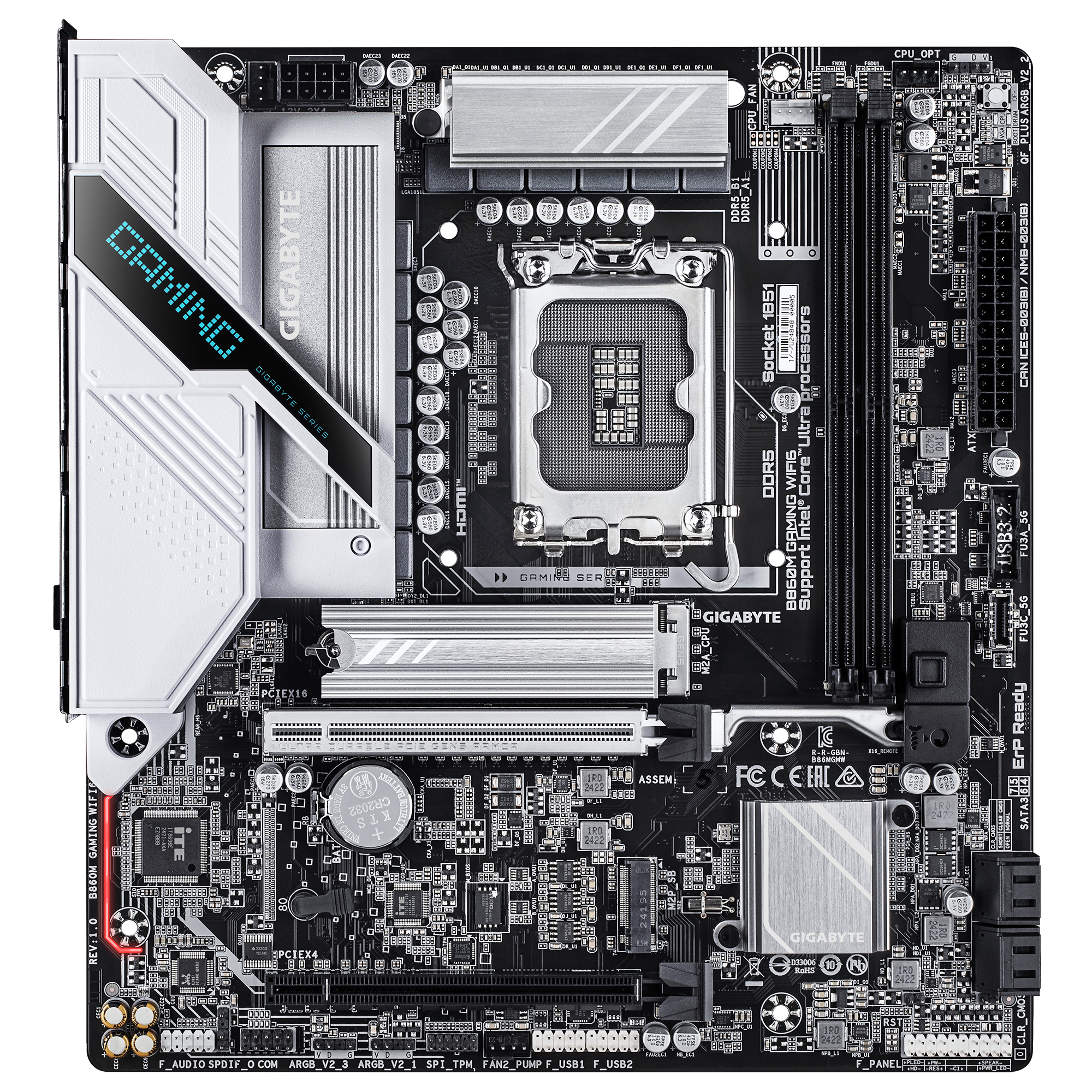 GIGABYTE B860M GAMING WIFI6 Motherboard - Intel Core Ultra Series CPUs, 8+1+2 Phases VRM, up to 9066MHz DDR5, 1xPCIe 5.0 + 1xPCIe 4.0 M.2, 2.5GbE LAN, WIFI 6, USB 3.2 Gen 1