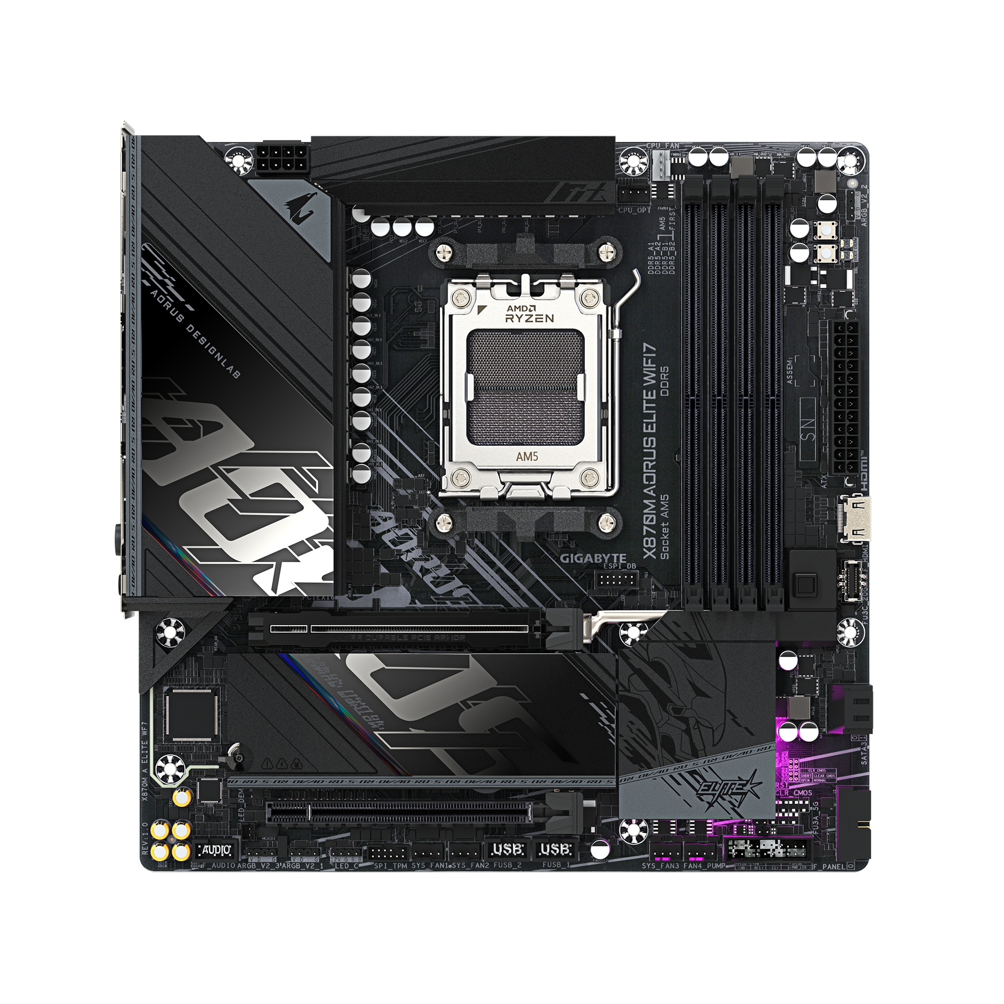 Gigabyte X870M A ELITE WF7 AM5 4xDDR5 2xSATA 2xM.2 1xHDMI - AMD Sockel AM5 (Ryzen Zen4) - ATX