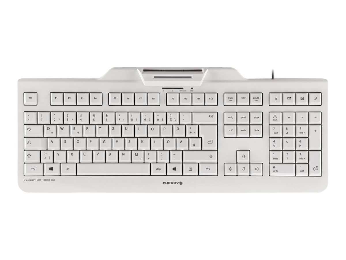 CHERRY KC 1000 SC Corded Smartcard Keyboard, Light Grey, USB (QWERTY - UK)