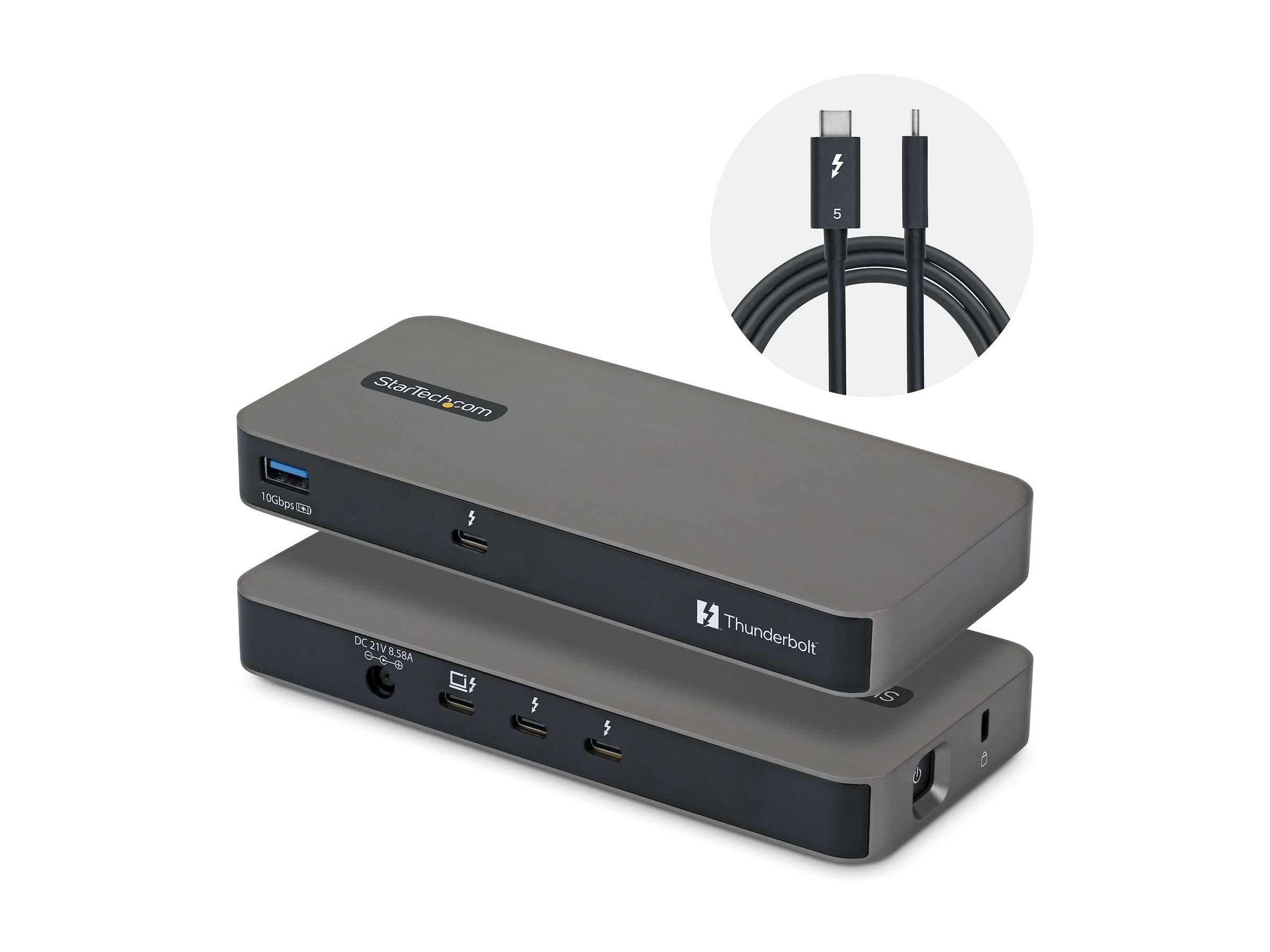 StarTech.com 4-Port Thunderbolt 5 Hub with Thunderbolt Share KVM, 80/120Gbps, 8K Multi-Display, 140W PD, USB-A 10Gbps, TB4 & USB4, MacBook M4 Pro M4 Max M5