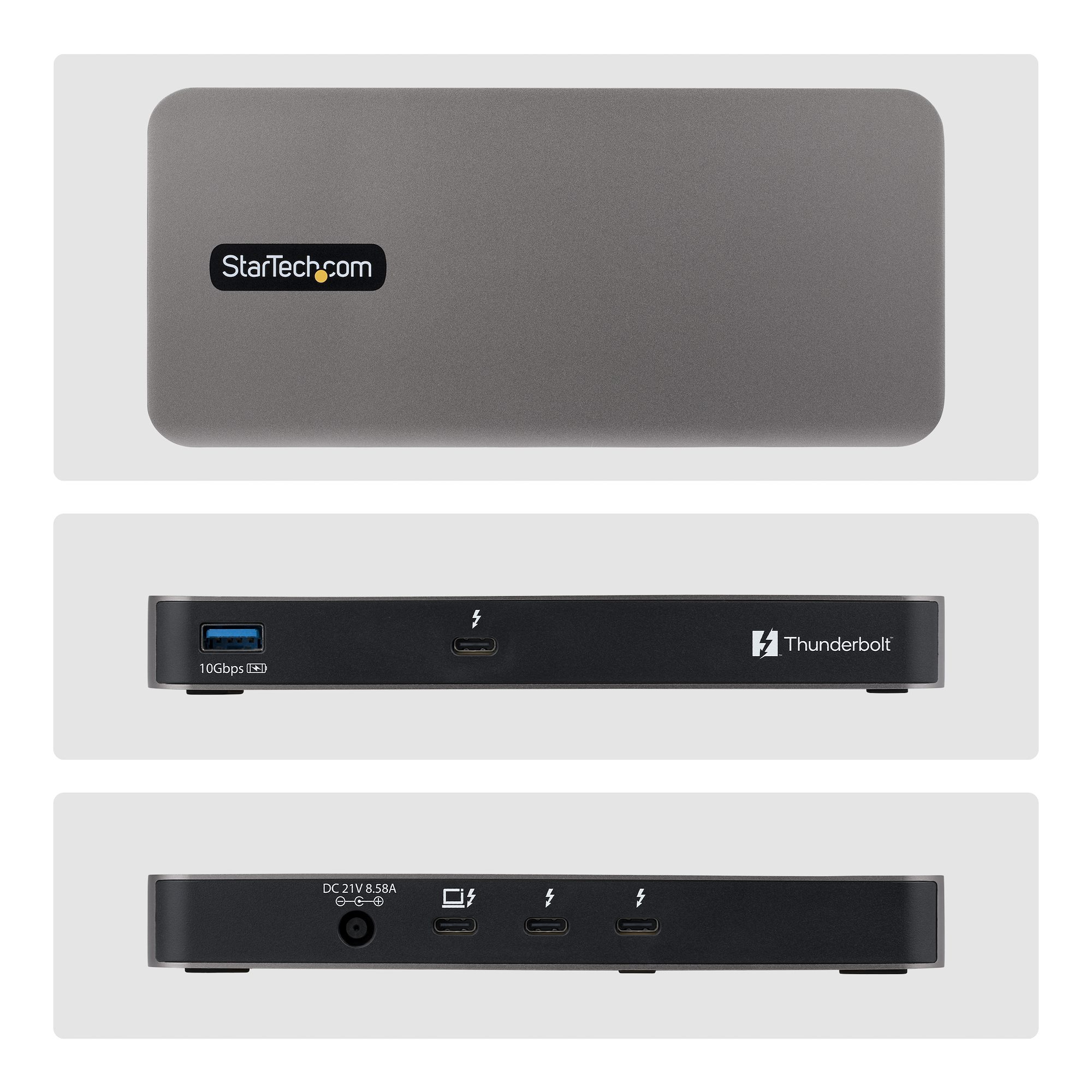 StarTech.com 4-Port Thunderbolt 5 Hub with Thunderbolt Share KVM, 80/120Gbps, 8K Multi-Display, 140W PD, USB-A 10Gbps, TB4 & USB4, MacBook M4 Pro M4 Max M5